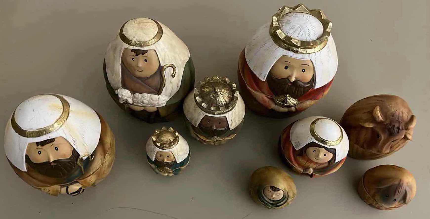 Photo 2 of ROMAN INC NATIVITY SCENE NESTING DOLLS (9) 