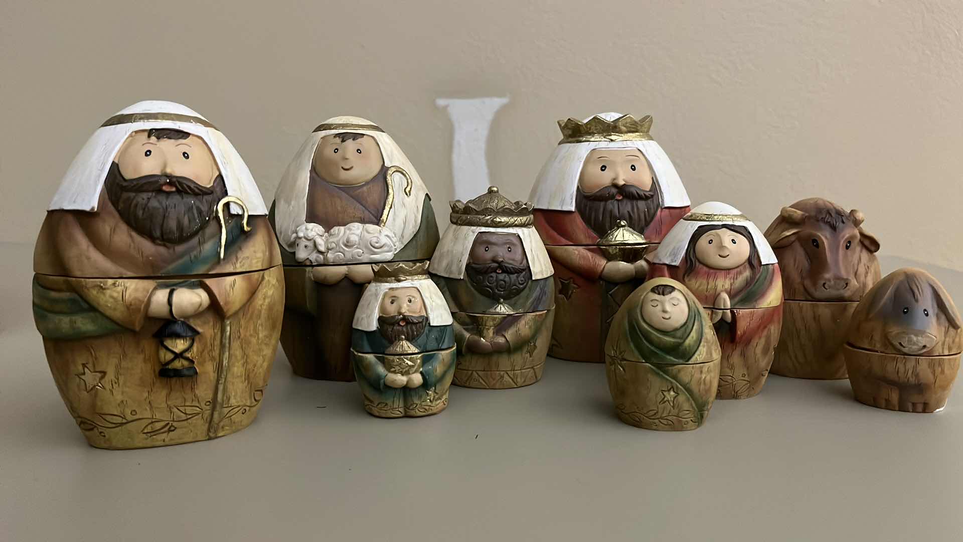 Photo 1 of ROMAN INC NATIVITY SCENE NESTING DOLLS (9) 