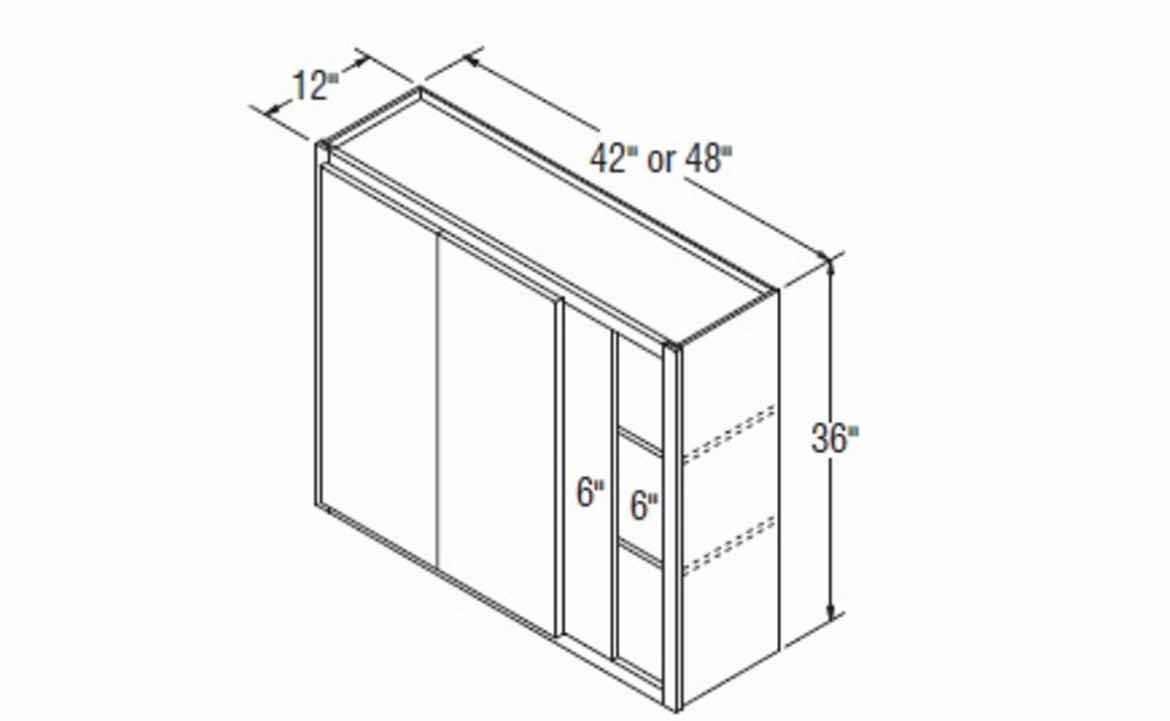 Photo 1 of ARISTOKRAFT CABINETRY BRELLIN STYLE GREYHOUND FINISH PURESTYLE LAMINATE 2 DOOR SQUARE CORNER WALL CABINET SC4236B 42” X 12.75” H36” (READ NOTES)