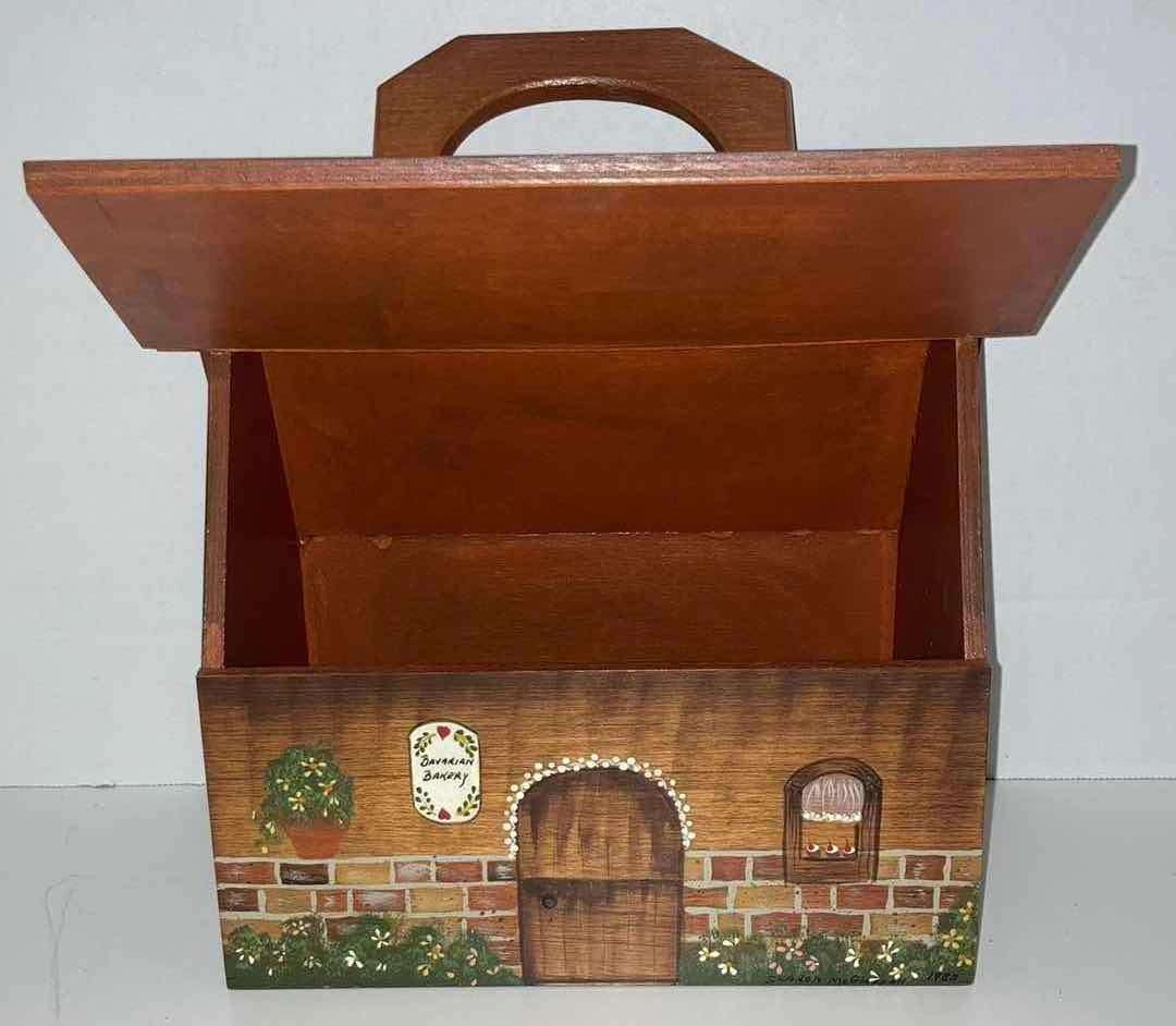 Photo 2 of HAND PAINTED BAVARIAN BAKERY TRAVEL WOOD BOX PURSE 10” X 5.5” H7.6”