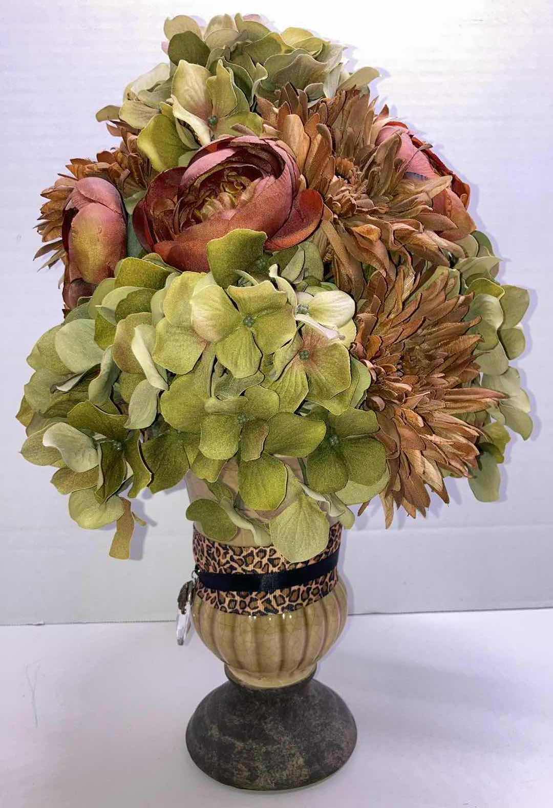 Photo 2 of ARTIFICIAL BOUQUET DECORATIVE FLOWERS W ICE CRACK CERAMIC VASE H16.5”