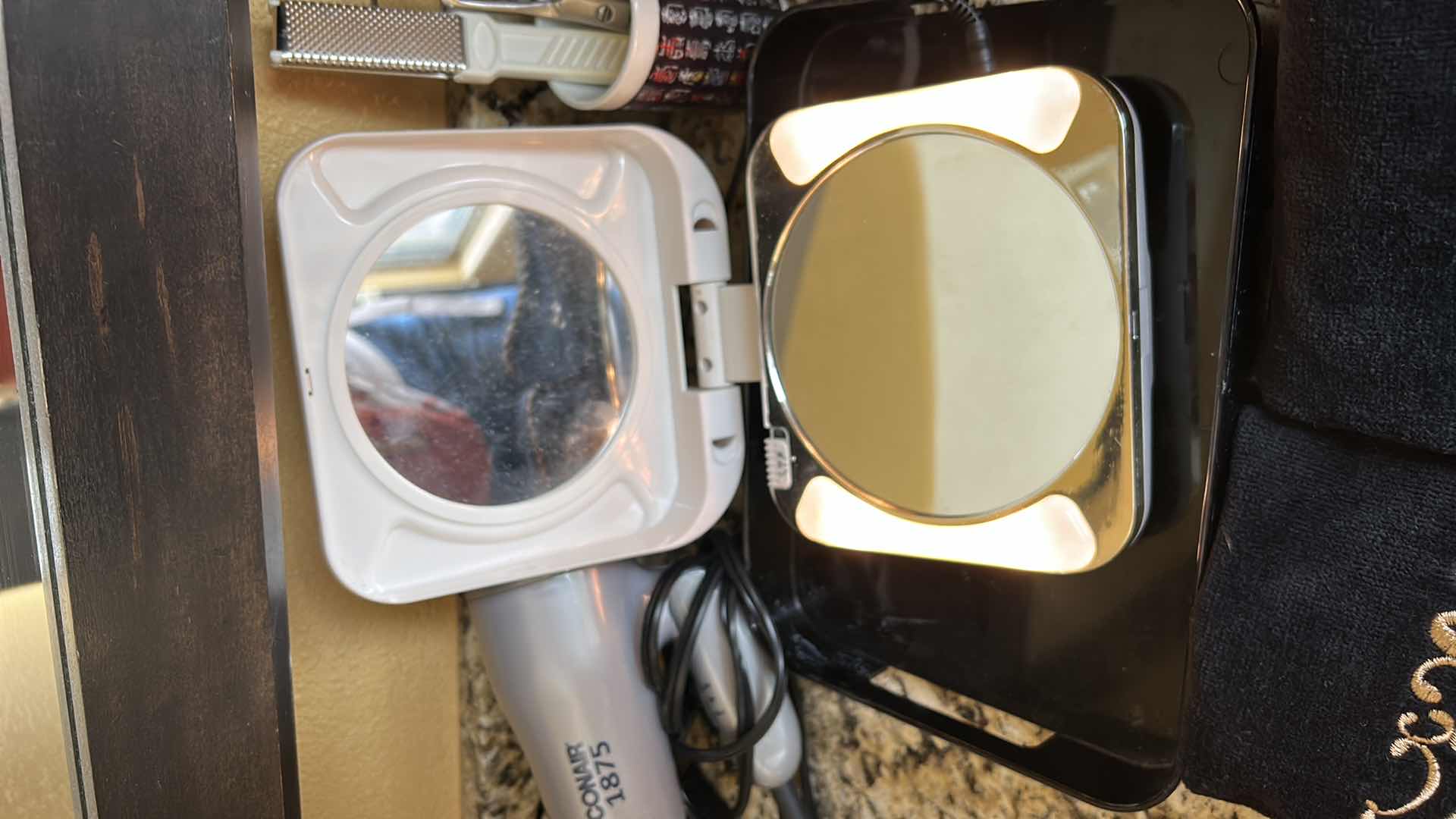 Photo 5 of WOMENS BEAUTY ASSORTMENT- LIGHTED TRAVEL MIRROR, HAIR DRYER, TWEEZERMAN, NO NO HAIR, SOAPS AND MORE