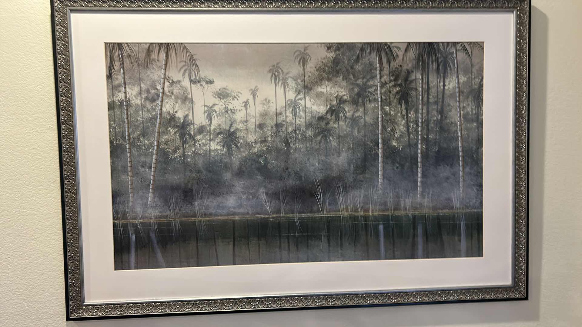 Photo 2 of HOME DECOR - PALM TREES PRINT ARTWORK SILVER AND BLACK FRAMED 49” x 33”