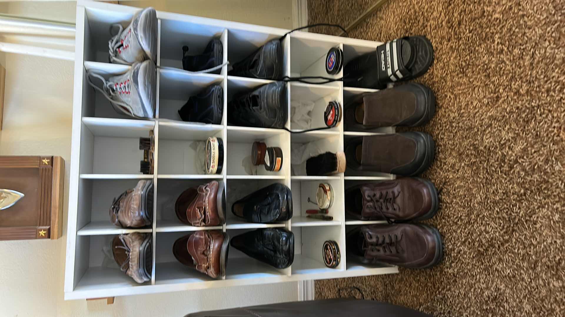 Photo 8 of MENS SHOE RACK WITH SHOES AND CLEANING WAX SUPPLIES 11D