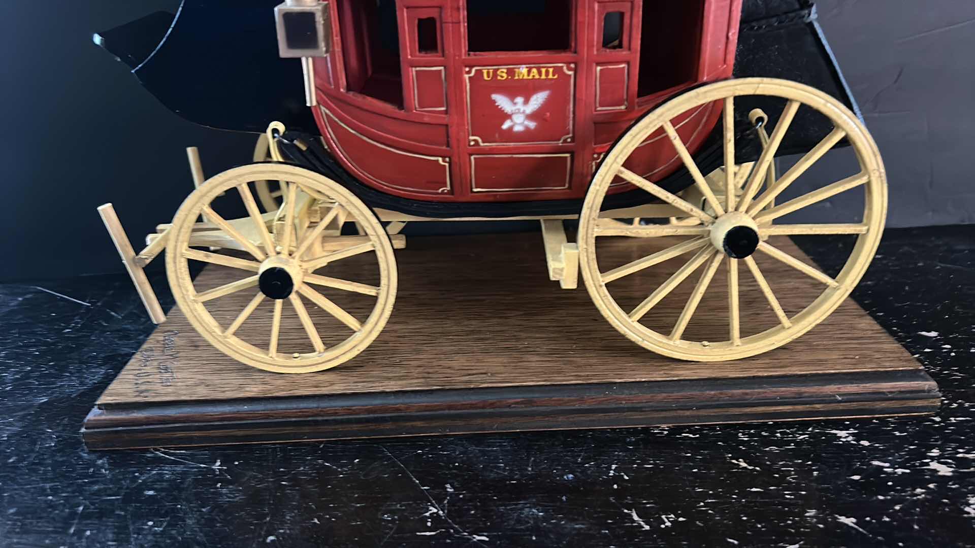 Photo 3 of SIGNED NUMBERED WOODEN WELLS FARGO REPLICA STAGECOACH WAGON 13” x 6 1/2” x 9”