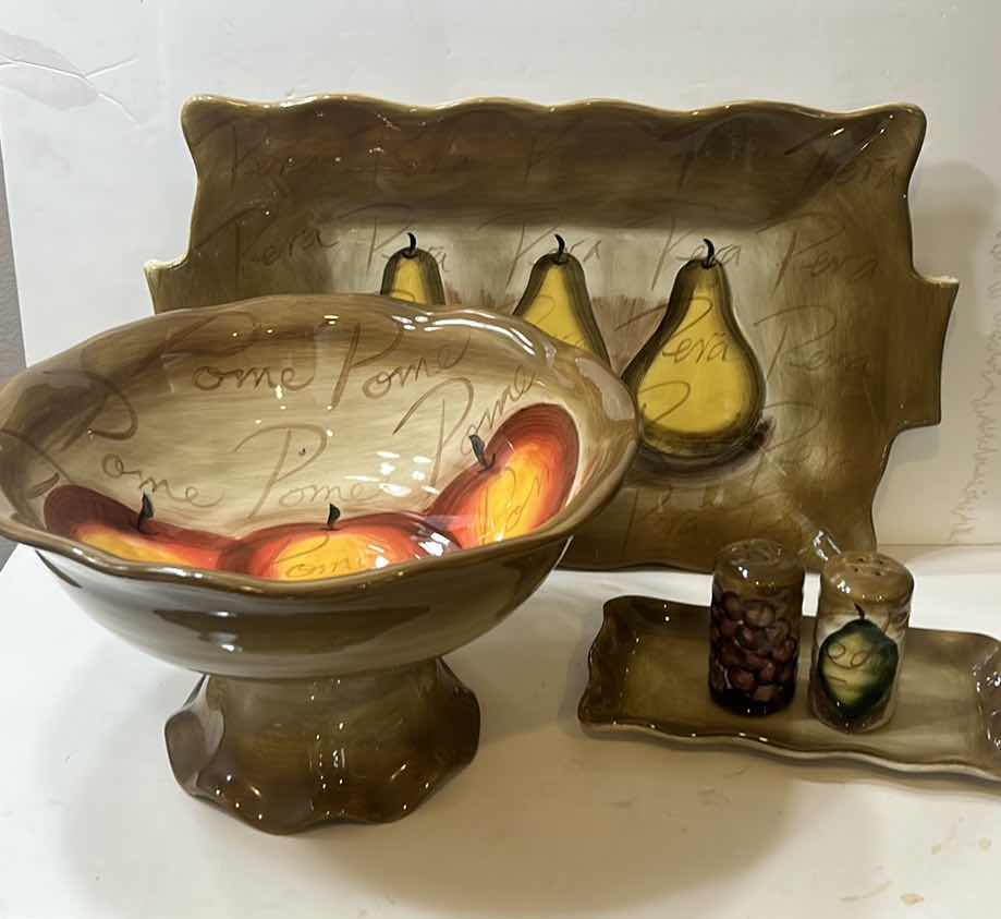 Photo 1 of KITCHENWARE - TABLETOPS LIFESTYLE, FRUITION 5 PC, HANDPAINTED (FOOTED BOWL13.5 x 8”)