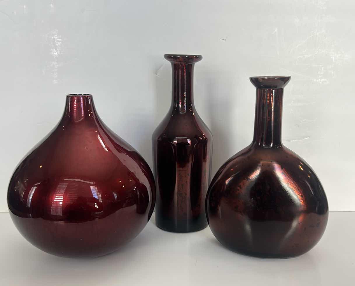 Photo 1 of HOME DECOR - 3 COPPER MERCURY GLASS CONTAINERS TALLEST 10” $80