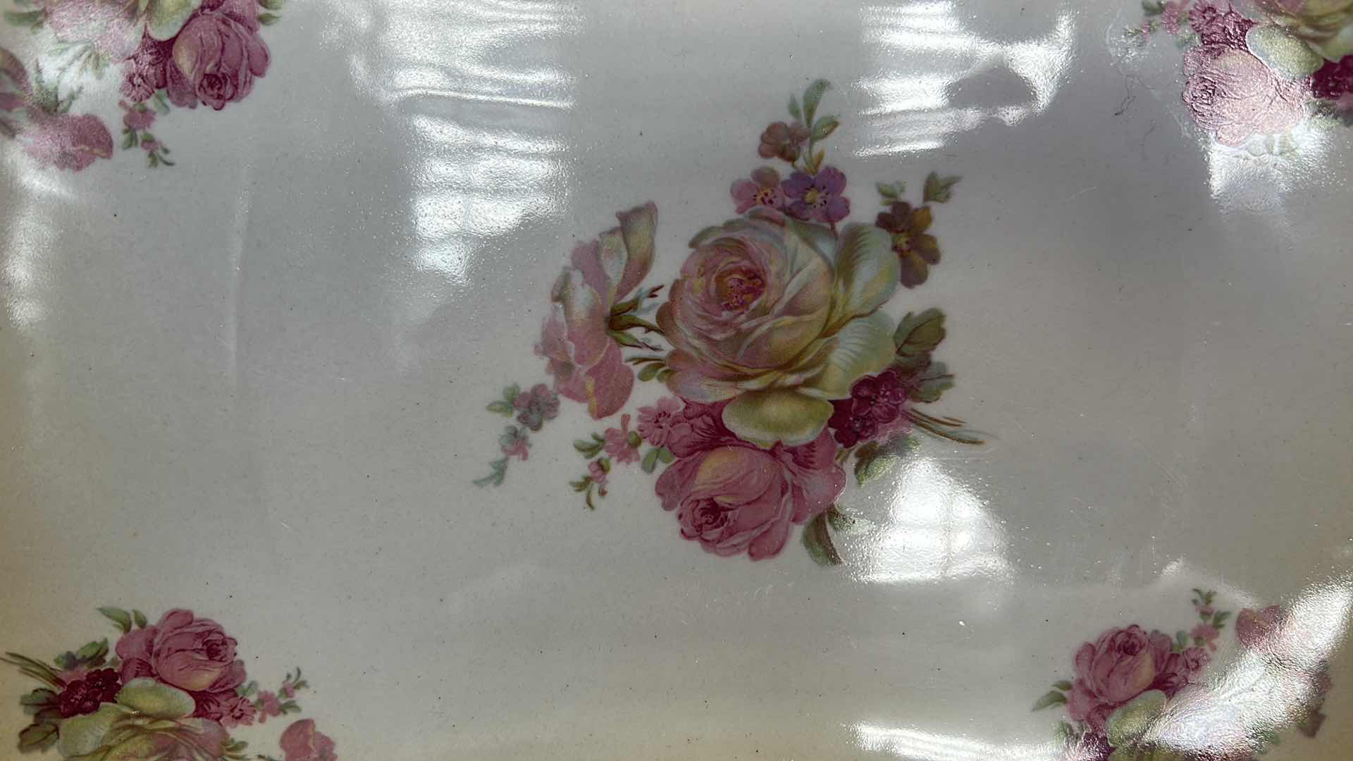 Photo 2 of OLD FOLEY JAMES KENT STAFFORDSHIRE ENGLAND PORCELAIN HAND PAINTED DISH WITH GOLD TRIM 10” x 7 1/2