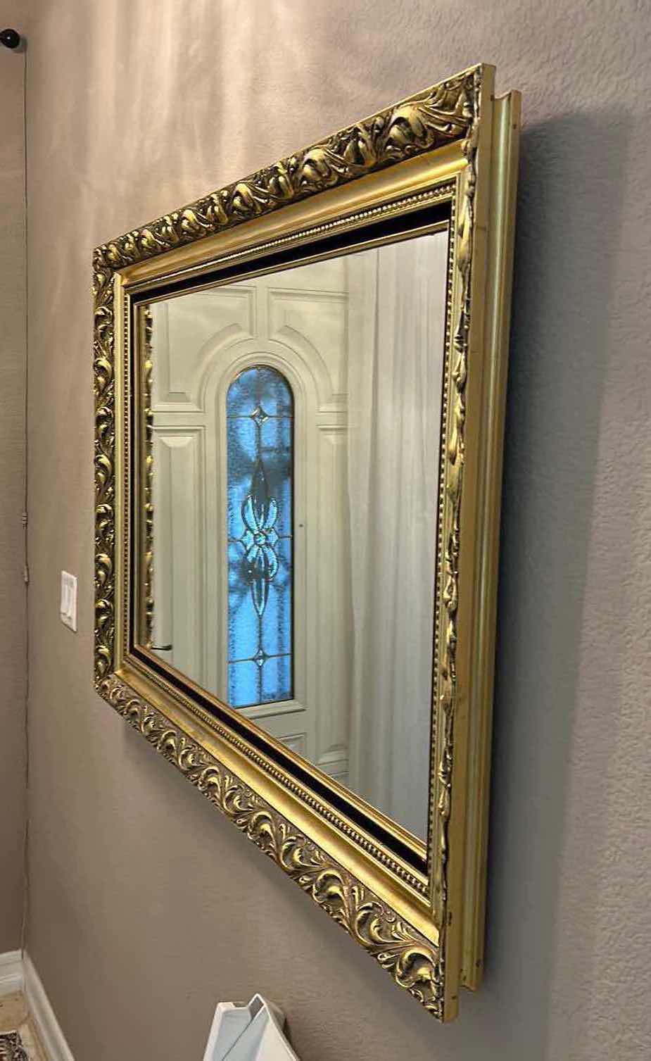 Photo 4 of ORNATE GOLD FRAMED MIRROR WITH BLACK VELVET 43” x 31 1/2”