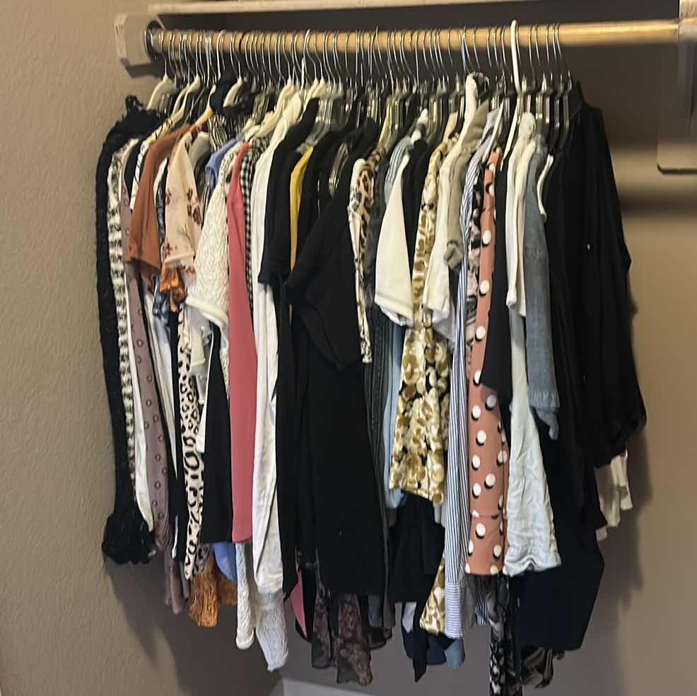 Photo 1 of RACK OF WOMENSWEAR- TOPS, BLOUSES  MOSTLY SIZE MED