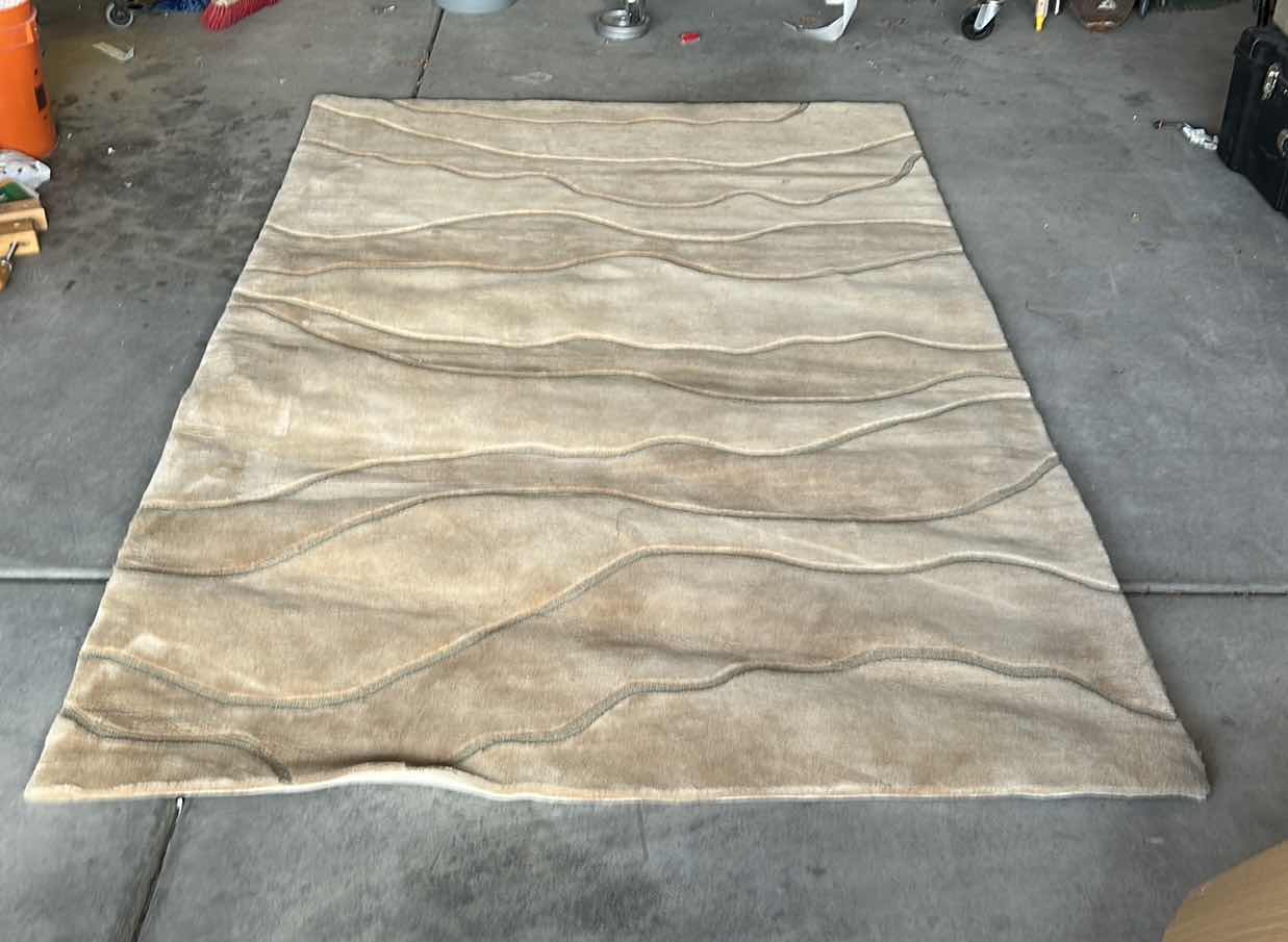 Photo 2 of HOME LEGEND COLLECTION GENUINE HANDMADE 100% WOOL PILE AREA RUG DRIFTING SAND 5’ x 8’