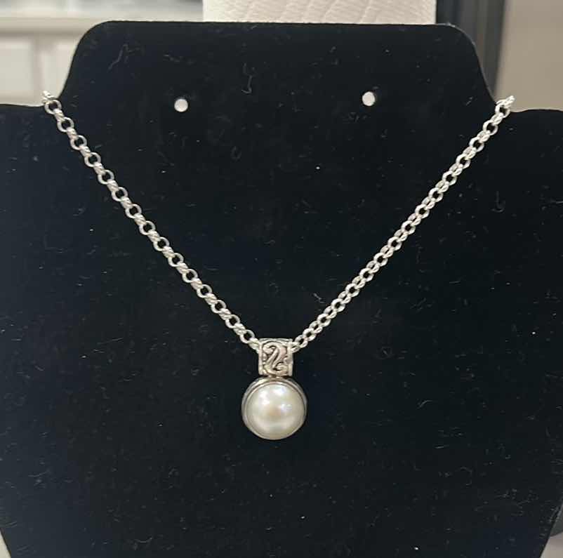 Photo 6 of FINE JEWELRY- .925 NECKLACE WITH PEARL PENDANT (PEARL IS 1/2 INCH)