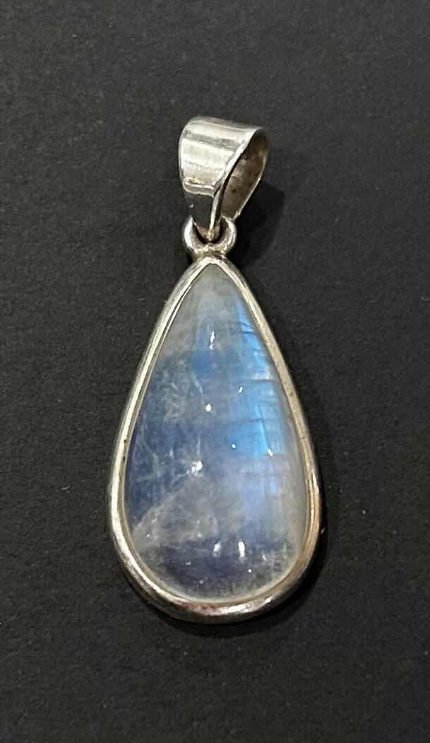 Photo 1 of FINE JEWELRY- .925 STERLING SILVER MOONSTONE PENDANT (MOONSTONE IS 1”) CHANGES COLORS FROM WHITE TO BLUE