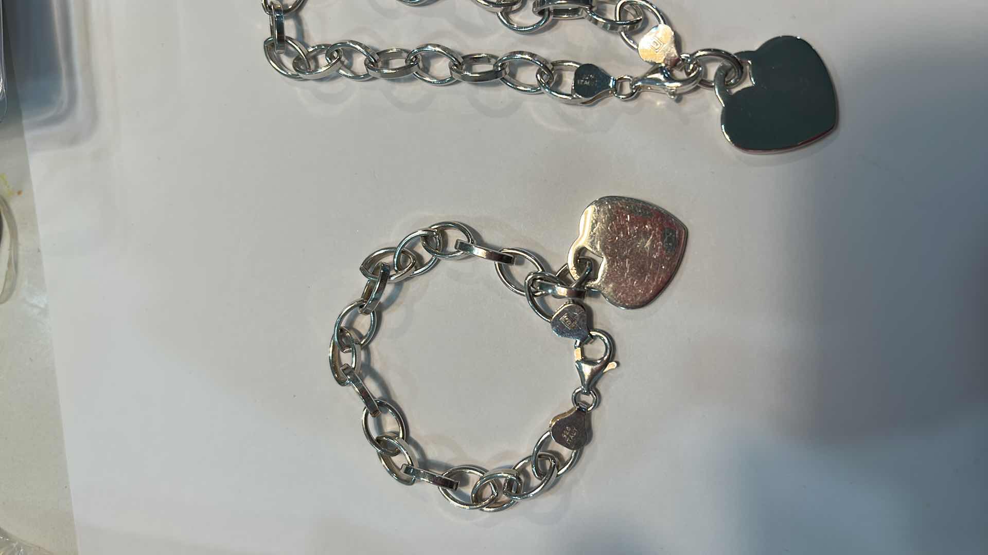 Photo 3 of FINE JEWELRY- 2 .925 STERLING SILVER MADE IN ITALY BRACELETS WITH HEART PENDANTS