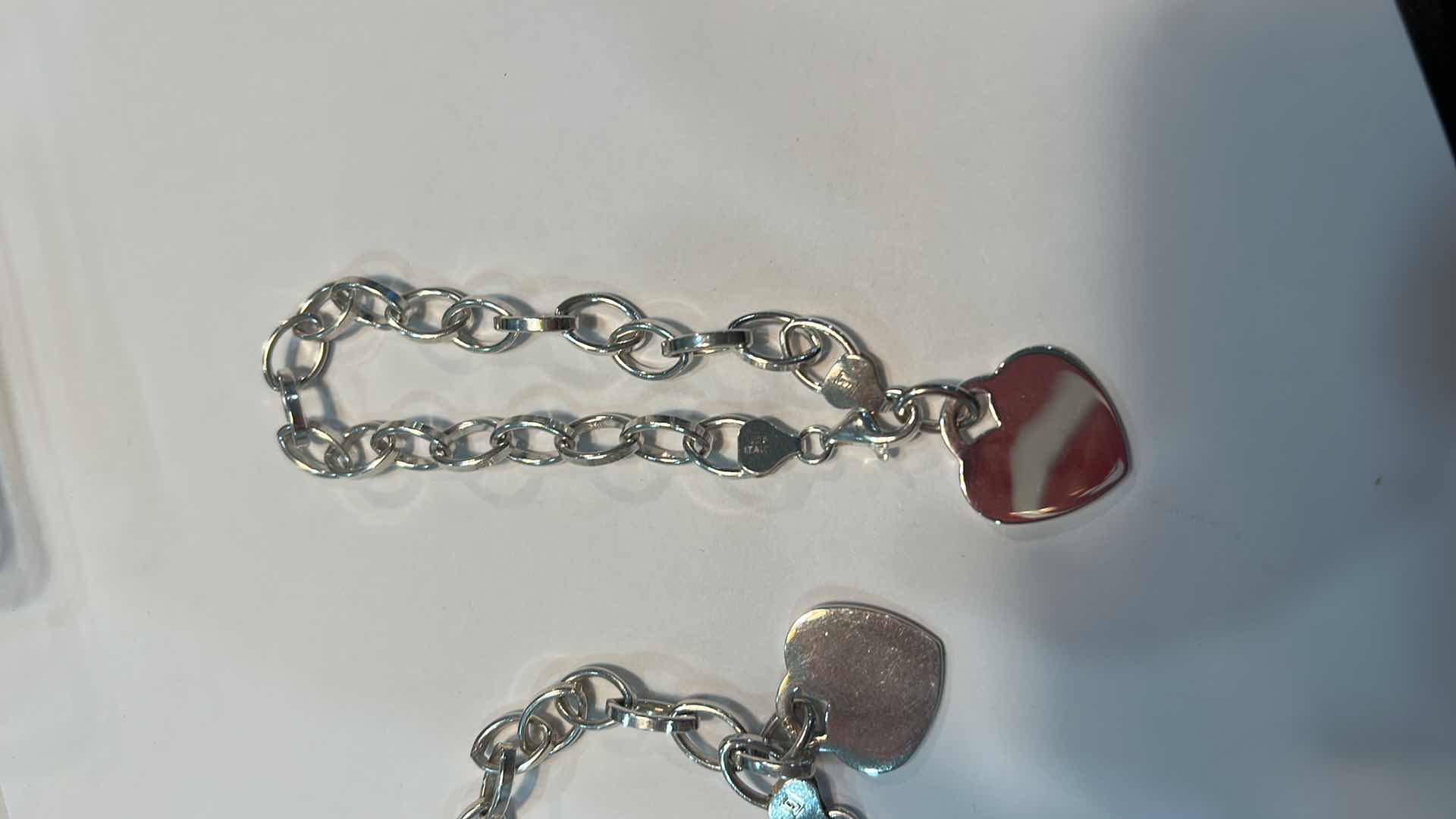 Photo 2 of FINE JEWELRY- 2 .925 STERLING SILVER MADE IN ITALY BRACELETS WITH HEART PENDANTS