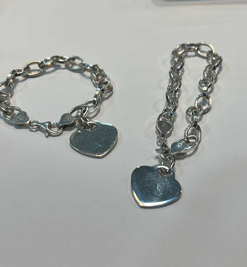 Photo 6 of FINE JEWELRY- 2 .925 STERLING SILVER MADE IN ITALY BRACELETS WITH HEART PENDANTS