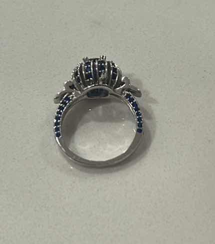Photo 5 of FINE JEWELRY- .925 STERLING SILVER RING WITH DEEP BLUE GEMSTONES SIZE 6