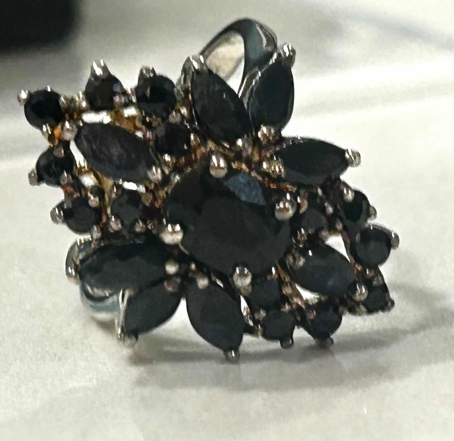 Photo 3 of FINE JEWELRY- .925 STERLING SILVER RING WITH GEMSTONE CLUSTER SIZE 9.5 or 10