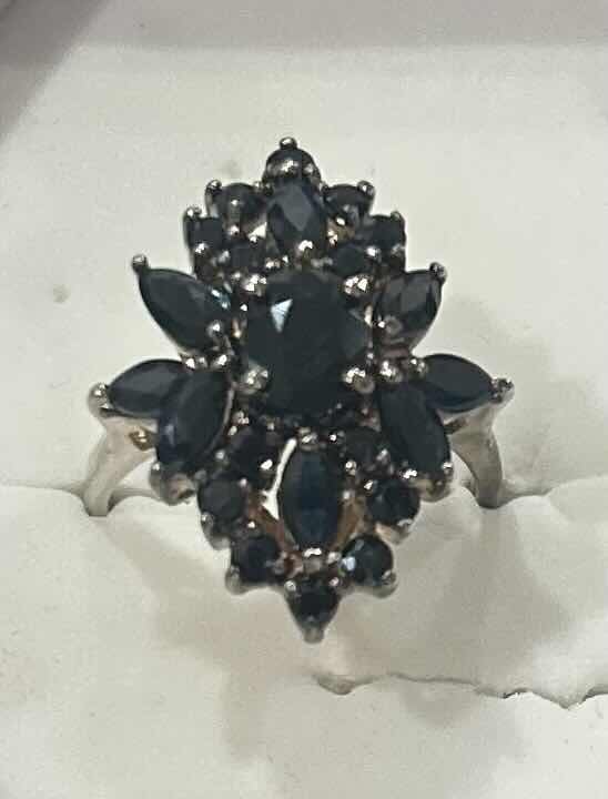 Photo 1 of FINE JEWELRY- .925 STERLING SILVER RING WITH GEMSTONE CLUSTER SIZE 9.5 or 10