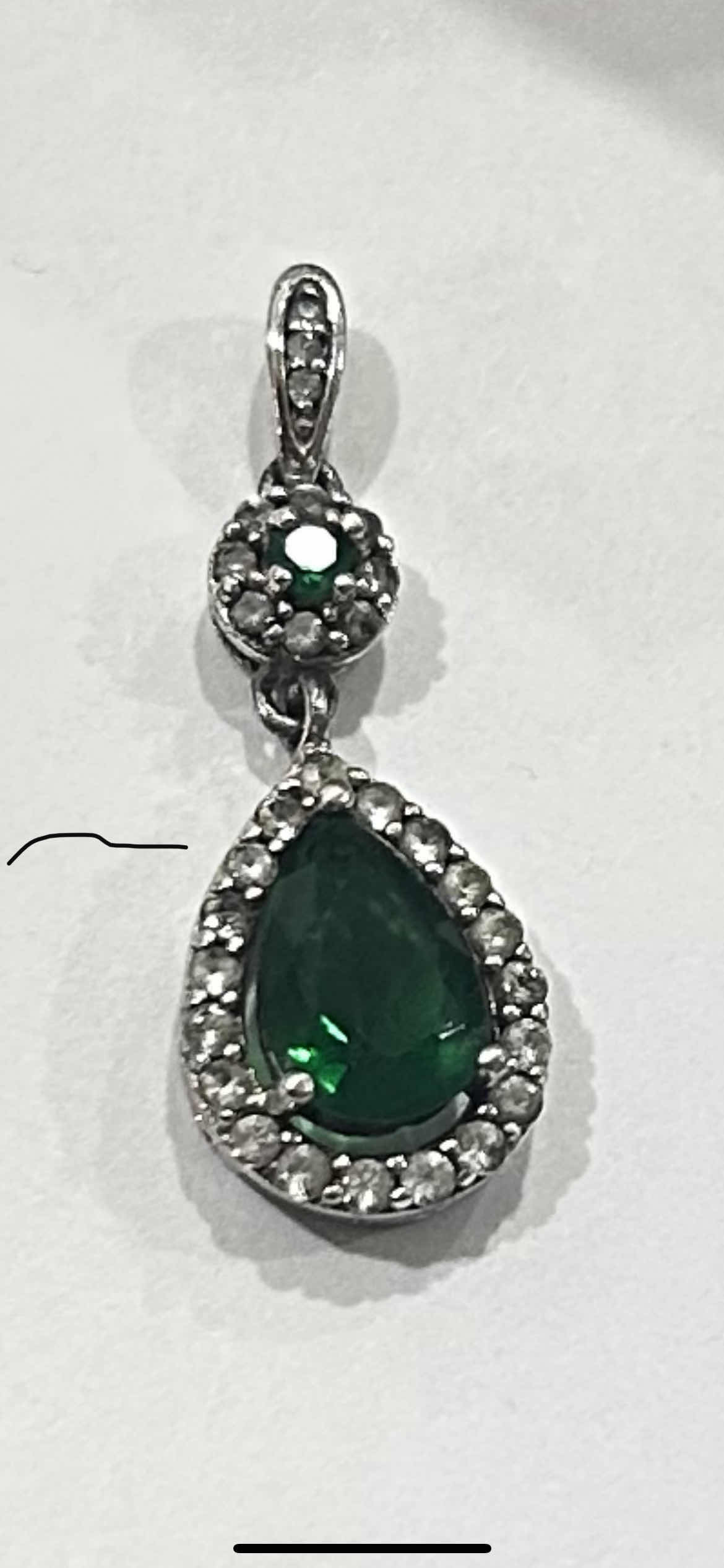 Photo 4 of FINE JEWELRY- .925 STERLING SILVER PENDANT WITH SMALL EMERALDS