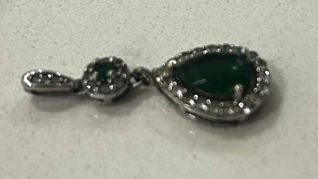 Photo 2 of FINE JEWELRY- .925 STERLING SILVER PENDANT WITH SMALL EMERALDS