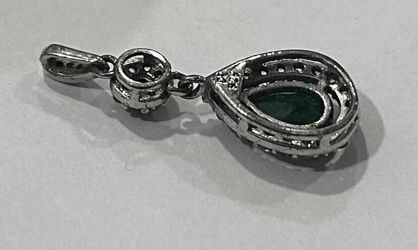 Photo 3 of FINE JEWELRY- .925 STERLING SILVER PENDANT WITH SMALL EMERALDS