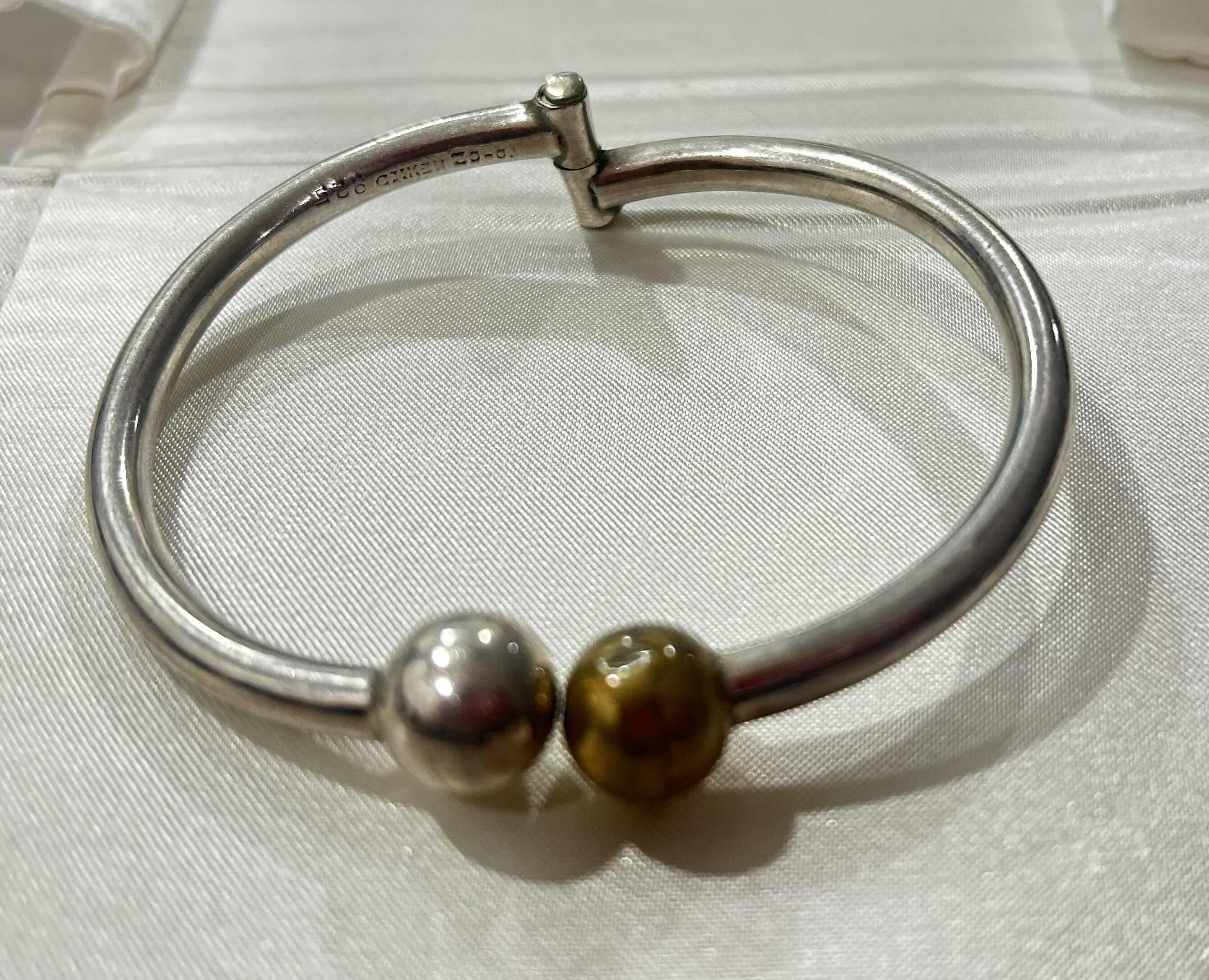 Photo 5 of FINE JEWELRY- .925 STERLING SILVER WITH 14K VINTAGE NINA RICCI NECKLACE, .925 BRACELET W BRASS BALL AND EARRINGS