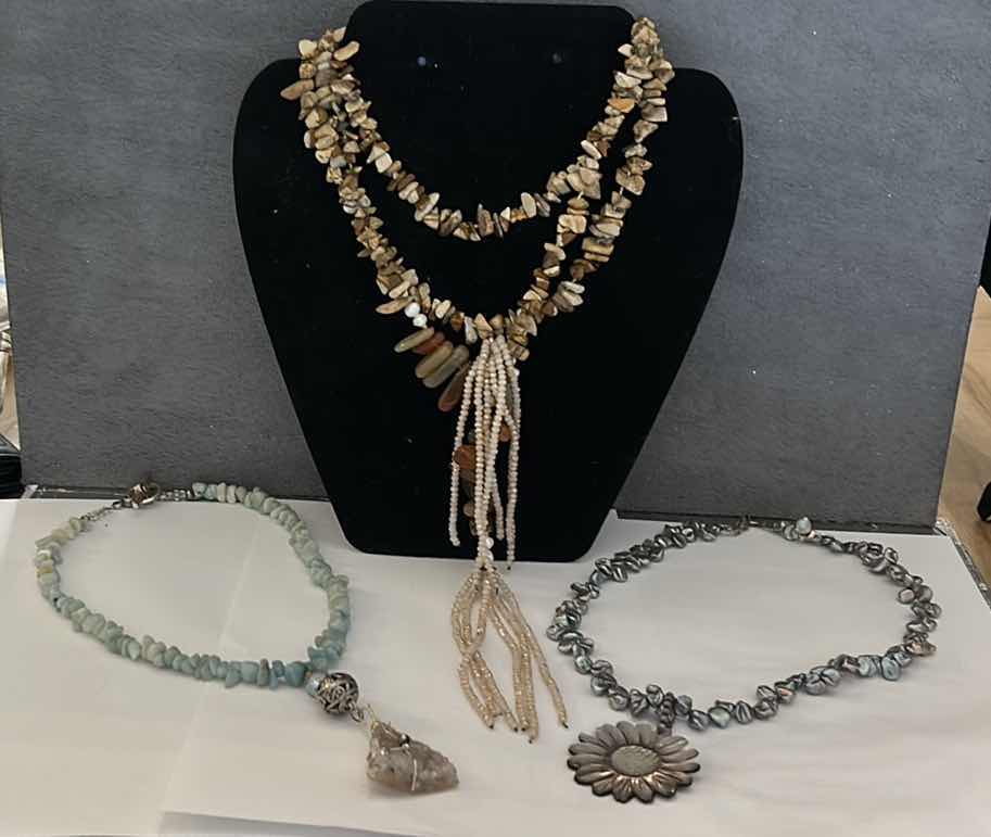 Photo 1 of 3 - VERY UNIQUE NATURAL STONE AND PEARL NECKLACES