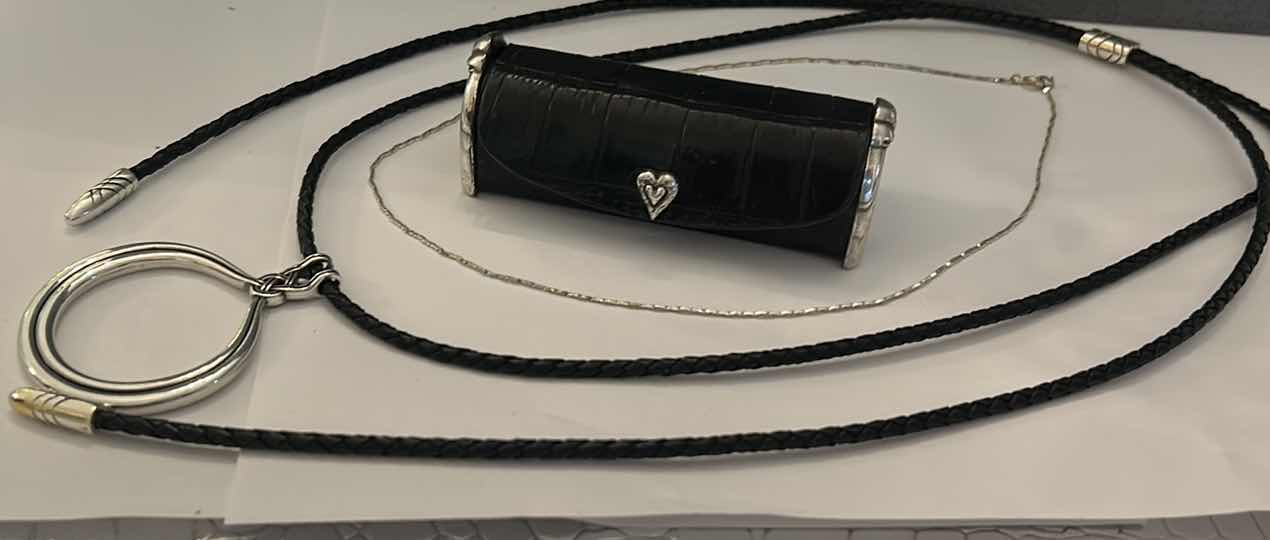 Photo 1 of BRIGHTON LARIAT ADJUSTABLE NECKLACE, BRIGHTON LEATHER AND SILVER LIPSTICK CASE AND SILVER CHAIN