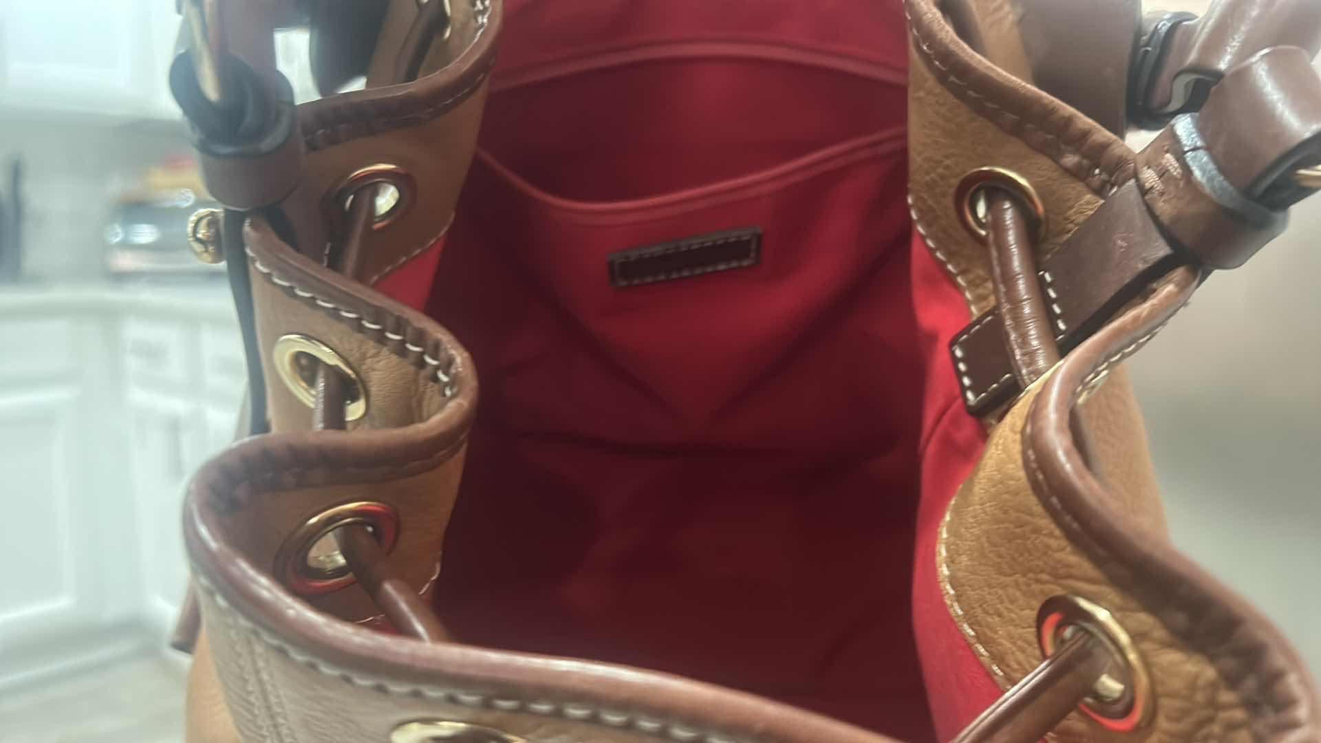 Photo 7 of LEATHER DOONEY & BOURKE DRAWSTRING BUCKET HANDBAG