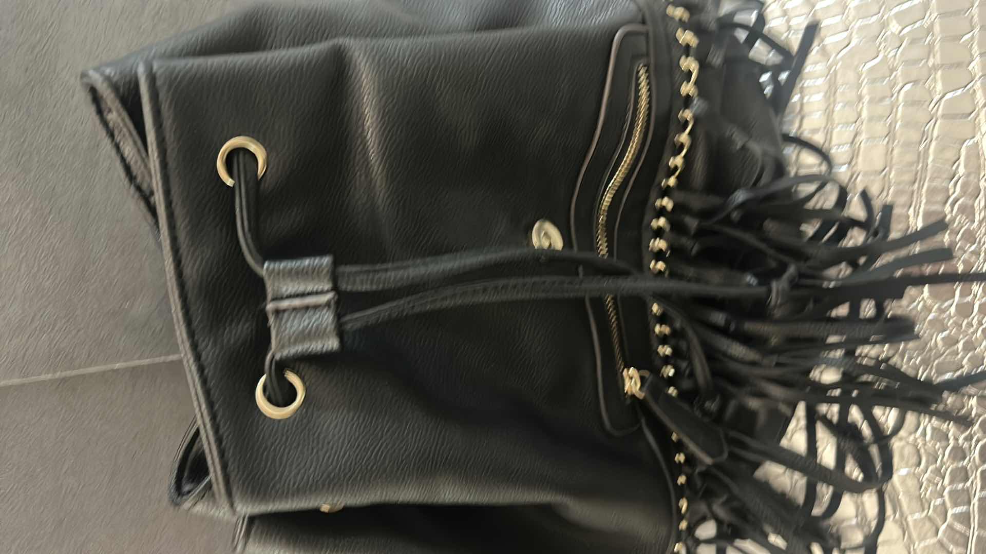 Photo 4 of BLACK BACKPACK PURSE WITH GOLD ACCENTS