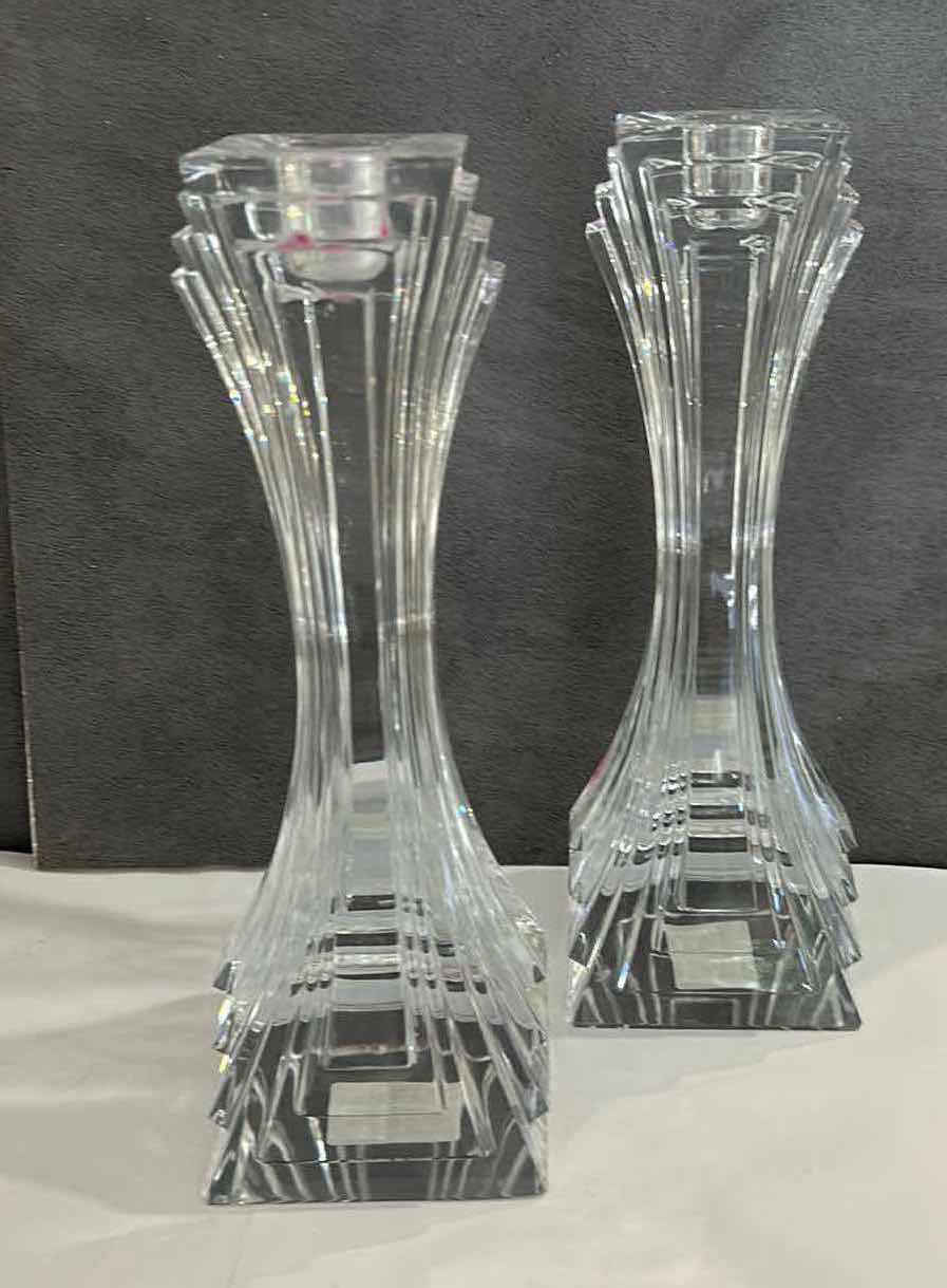 Photo 2 of MIKASA CRYSTAL 10” PAIR CANDLE HOLDERS WITH BOX $75