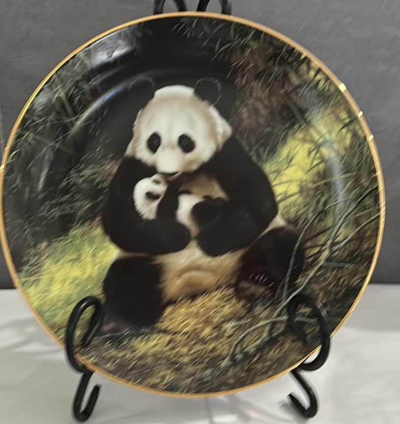 Photo 1 of PANDA BEAR WITH BABY PORCELAIN NUMBERED PLATE 8.5”