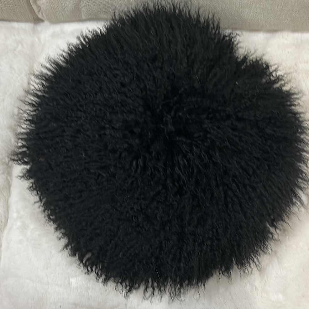 Photo 5 of Z GALLERIE BLACK SHEEPSKIN ROUND PILLOW 16” WITH FUR 22”