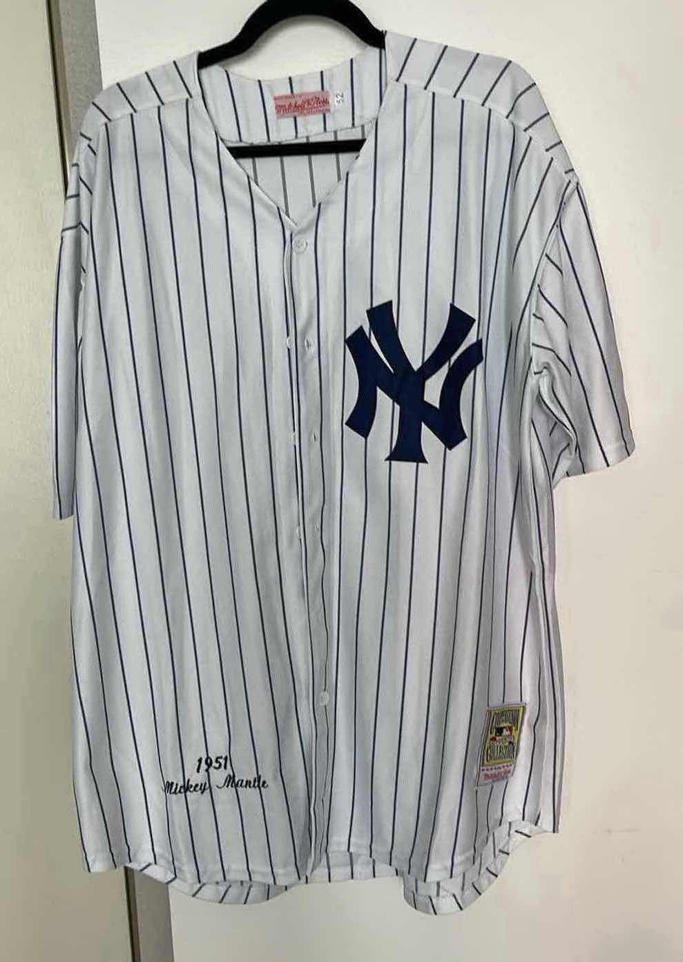 Photo 1 of NEW YORK YANKEES MITCHELL & NESS COOPERSTOWN COLLECTION #7 JERSEY 1951 MICKEY MANTLE EMBROIDERED SIZE 52