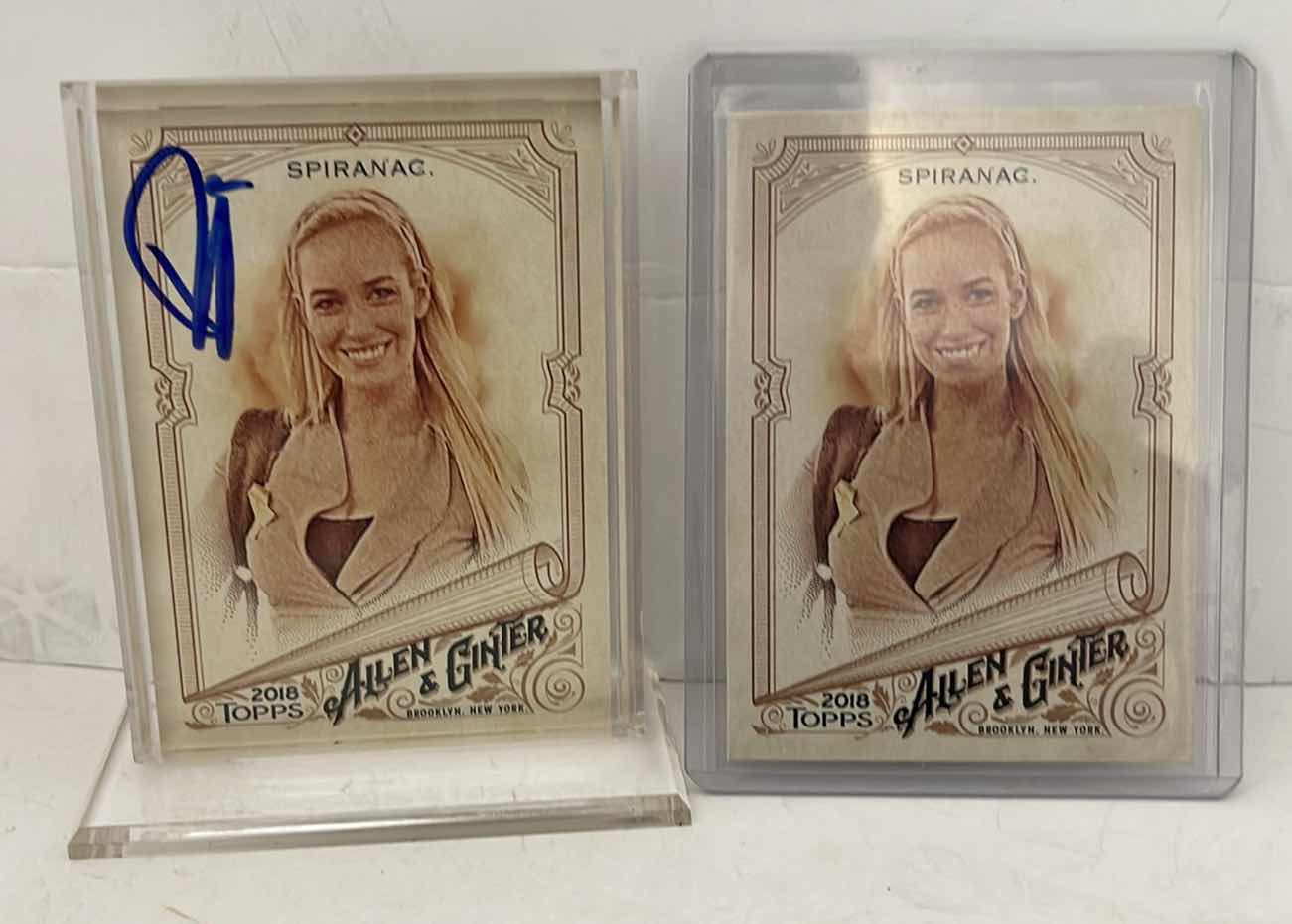 Photo 1 of 2018 TOPPS ALLEN& GINTER PAIGE SPIRANAC 287 SIGNED AUTOGRAPH CARD & UNSIGNED CARD