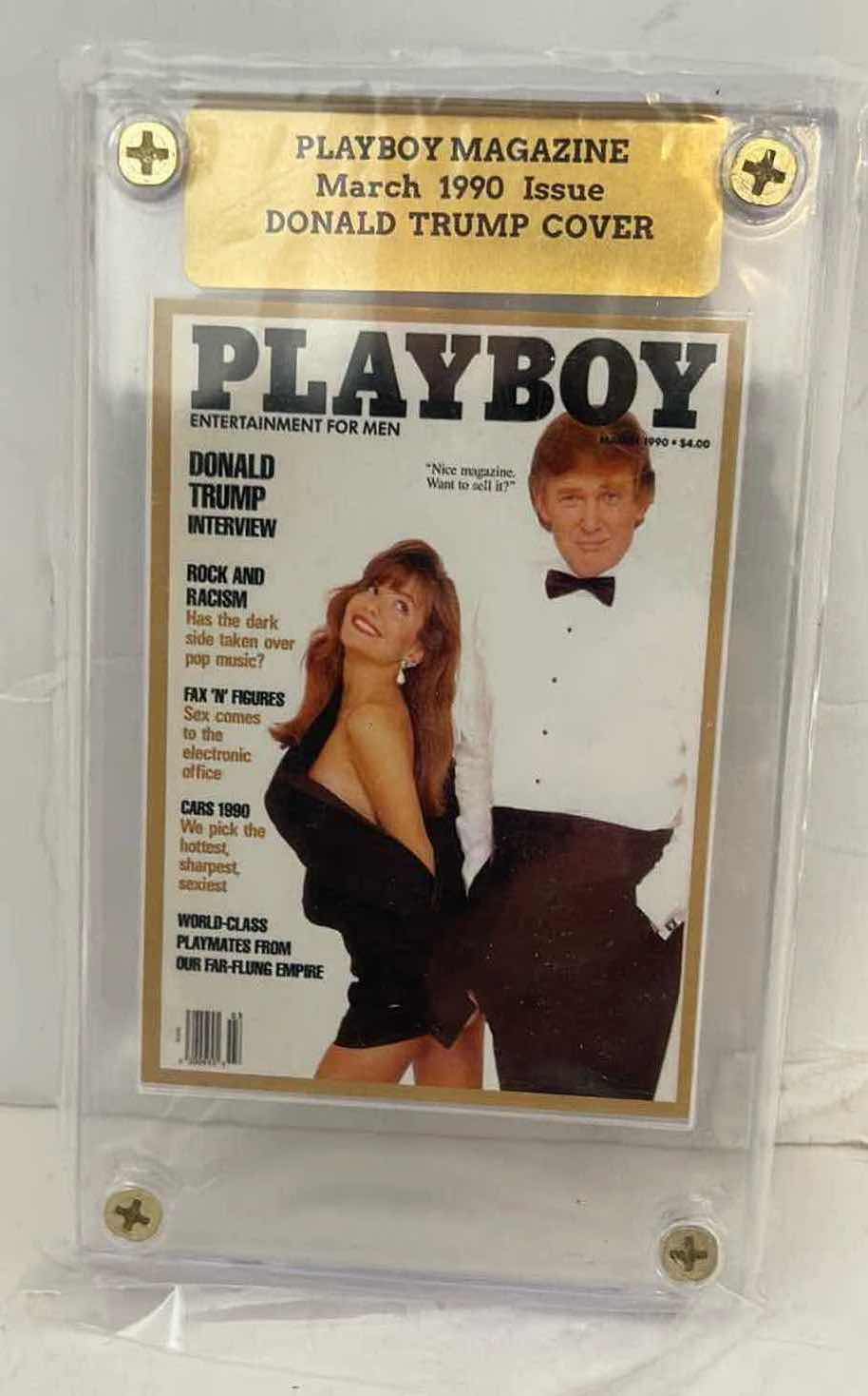 Photo 1 of DONALD TRUMP PLAYBOY TRADING CARD IN ACRYLIC HOLDER