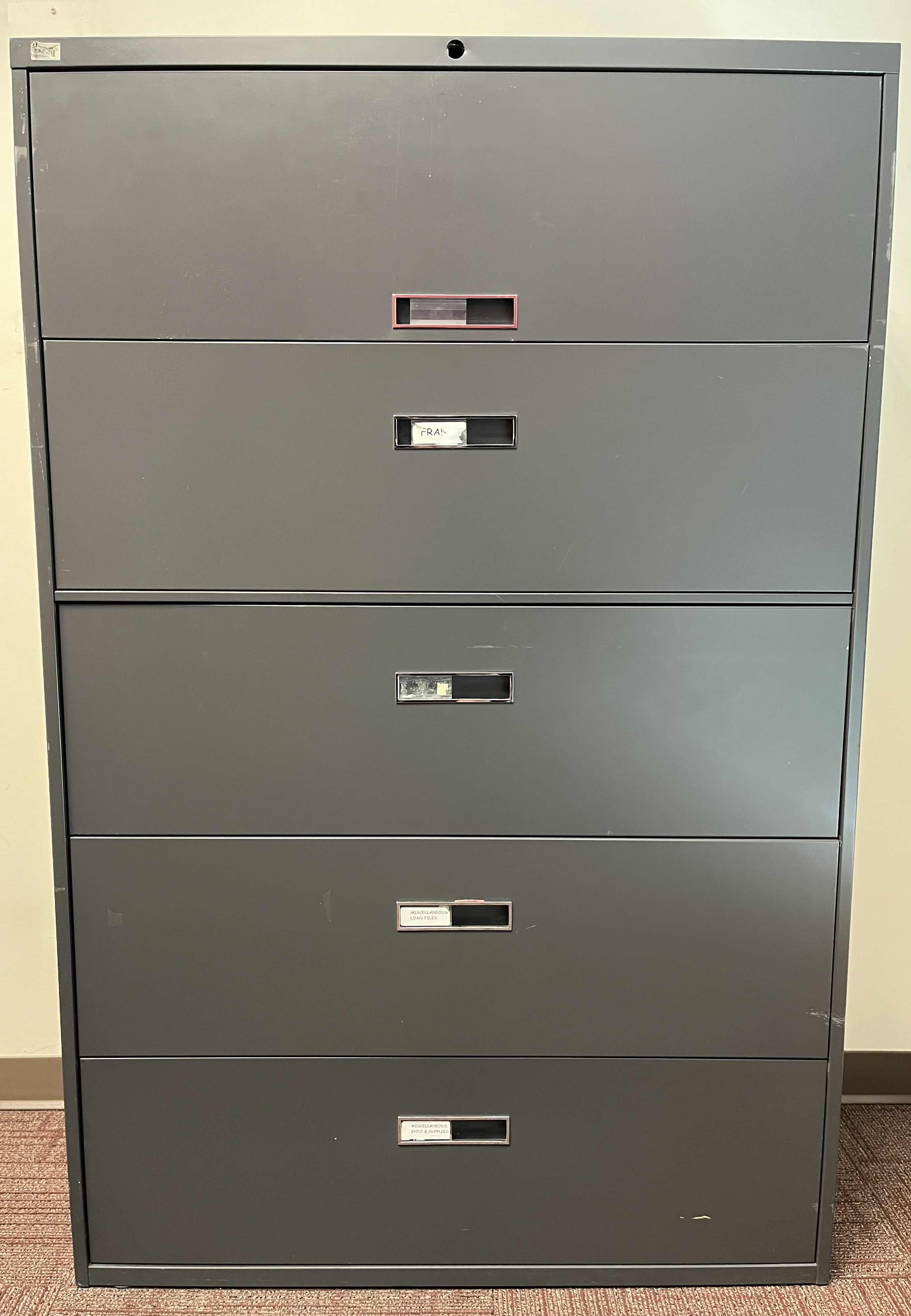 Photo 1 of STEELCASE BROADSIDES 5 DRAWER GRAY METAL LATERAL FILE CABINET 42” X 18” H64.5”