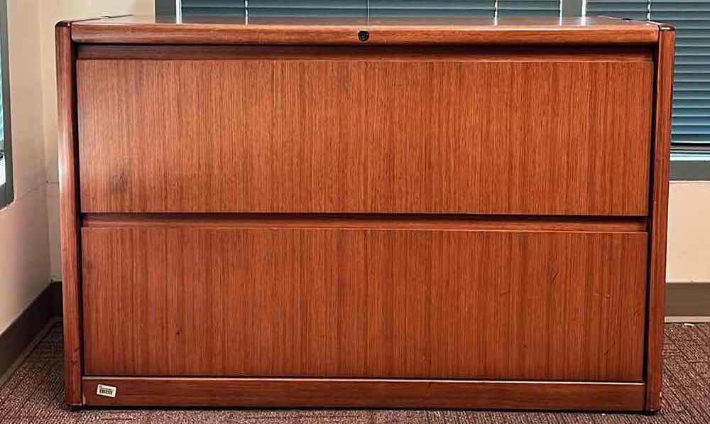 Photo 1 of STEELCASE MAHOGANY SOLID WOOD 2 DRAWER LATERAL FILE CABINET 45” X 20” H29.5”