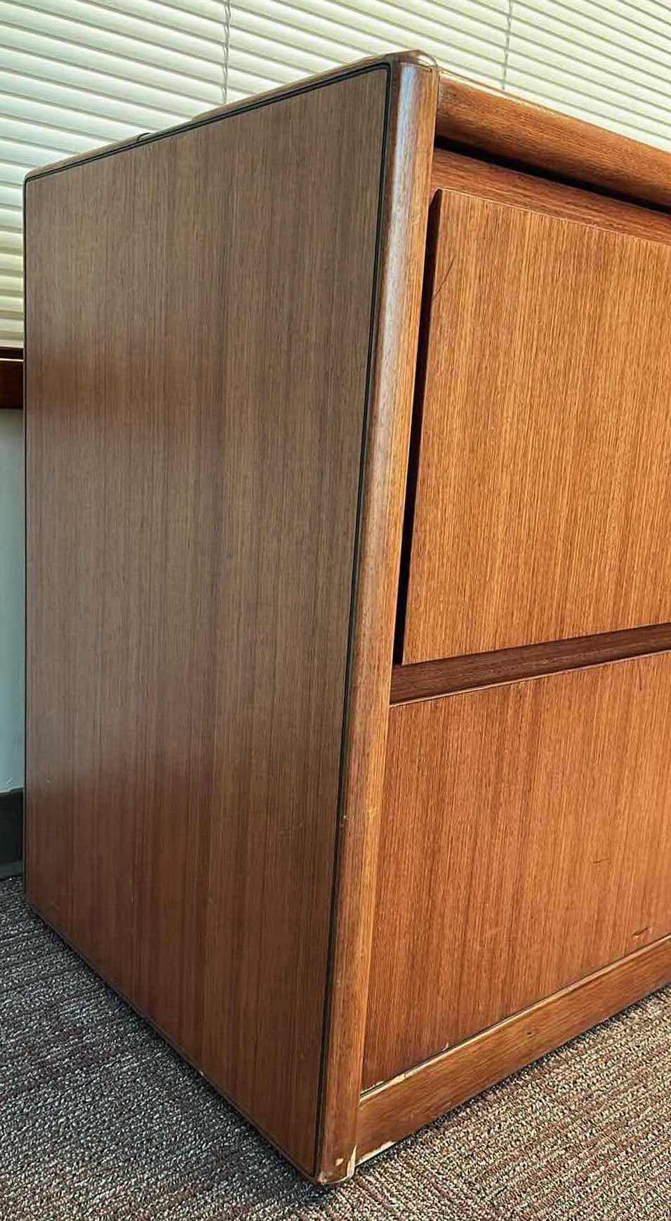 Photo 4 of STEELCASE MAHOGANY SOLID WOOD 2 DRAWER LATERAL FILE CABINET 45” X 20” H29.5”