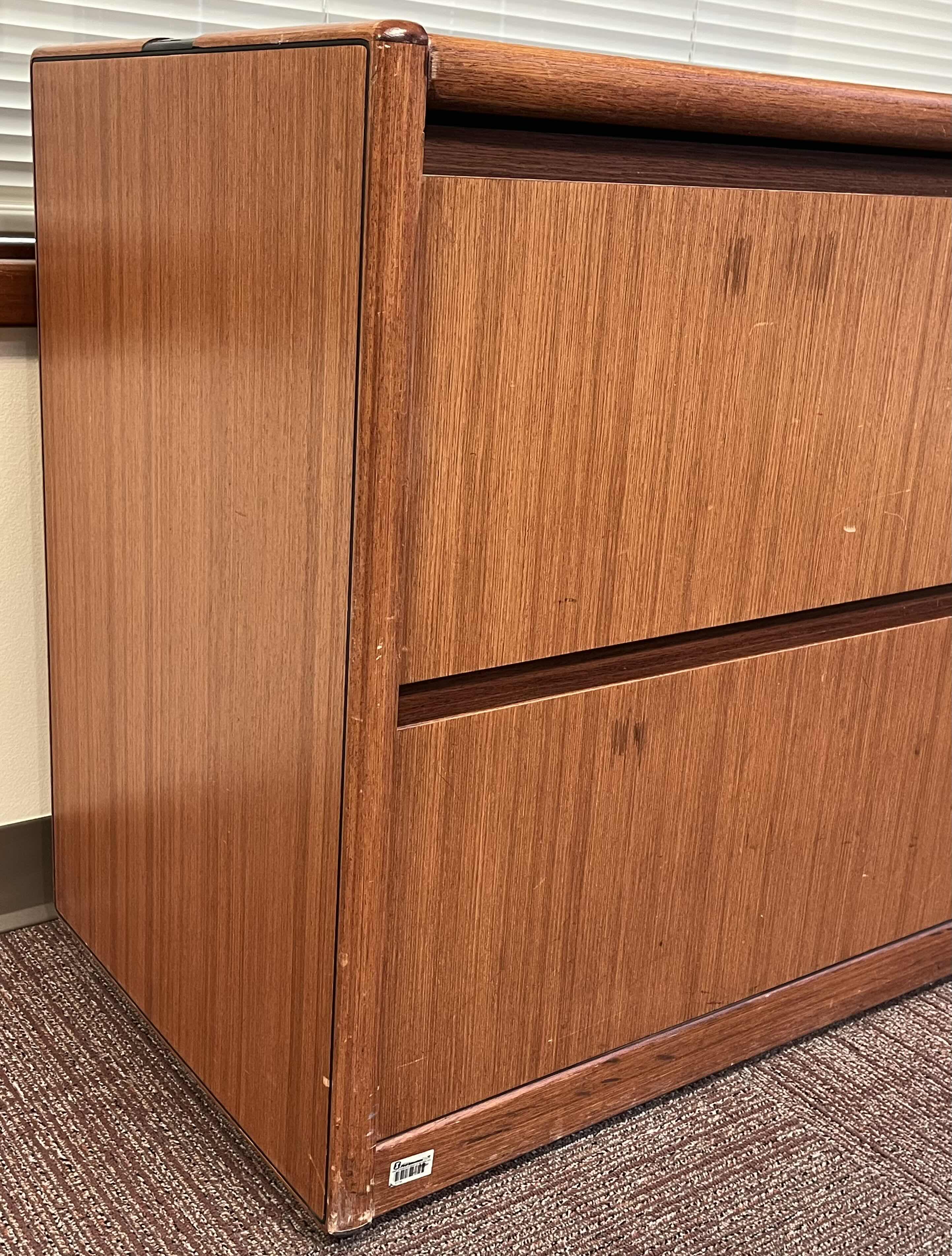 Photo 4 of STEELCASE MAHOGANY SOLID WOOD 2 DRAWER LATERAL FILE CABINET 45” X 20” H29.5”