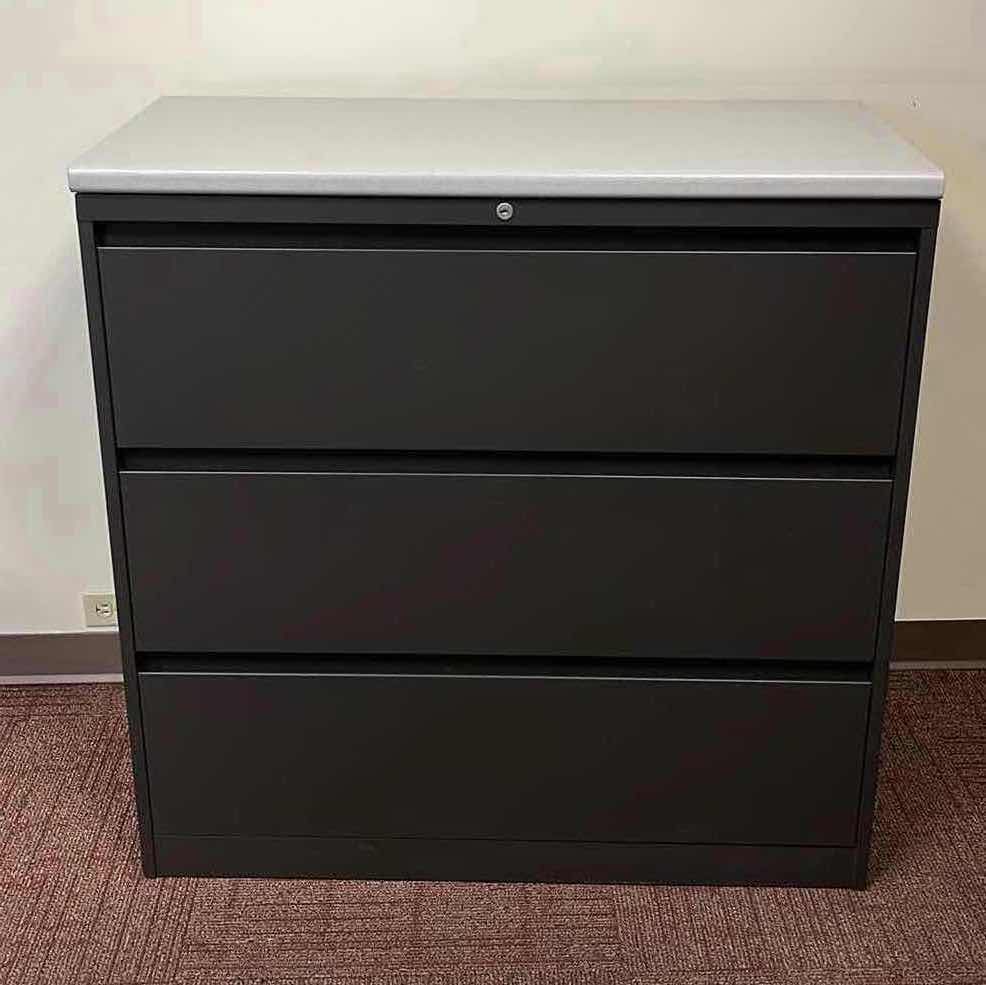 Photo 1 of STEELCASE GRAY METAL LATERAL FILE CABINET W REMOVABLE COUNTER TOP 42” X 18.75” H43”