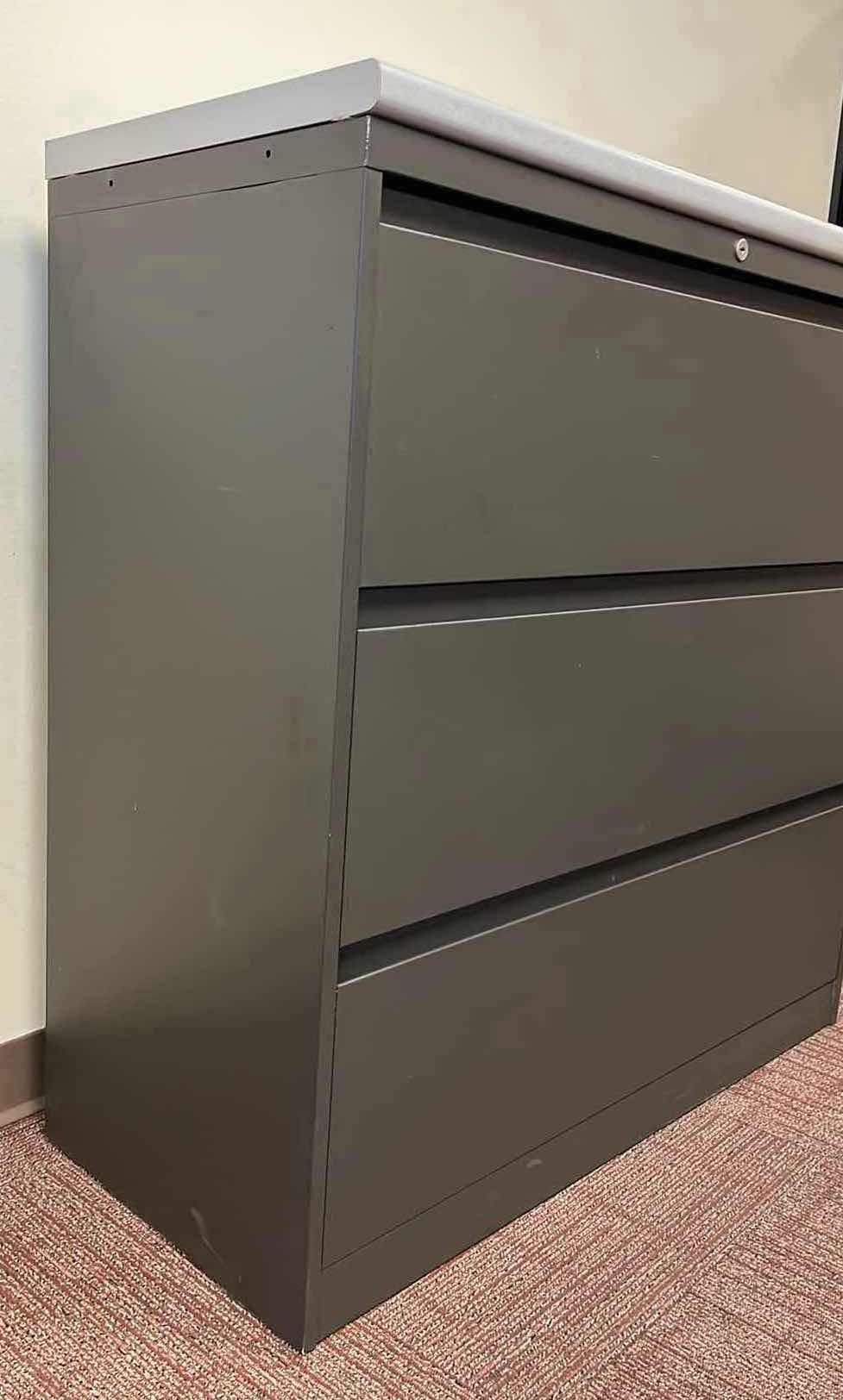 Photo 3 of STEELCASE GRAY METAL LATERAL FILE CABINET W REMOVABLE COUNTER TOP 42” X 18.75” H43”