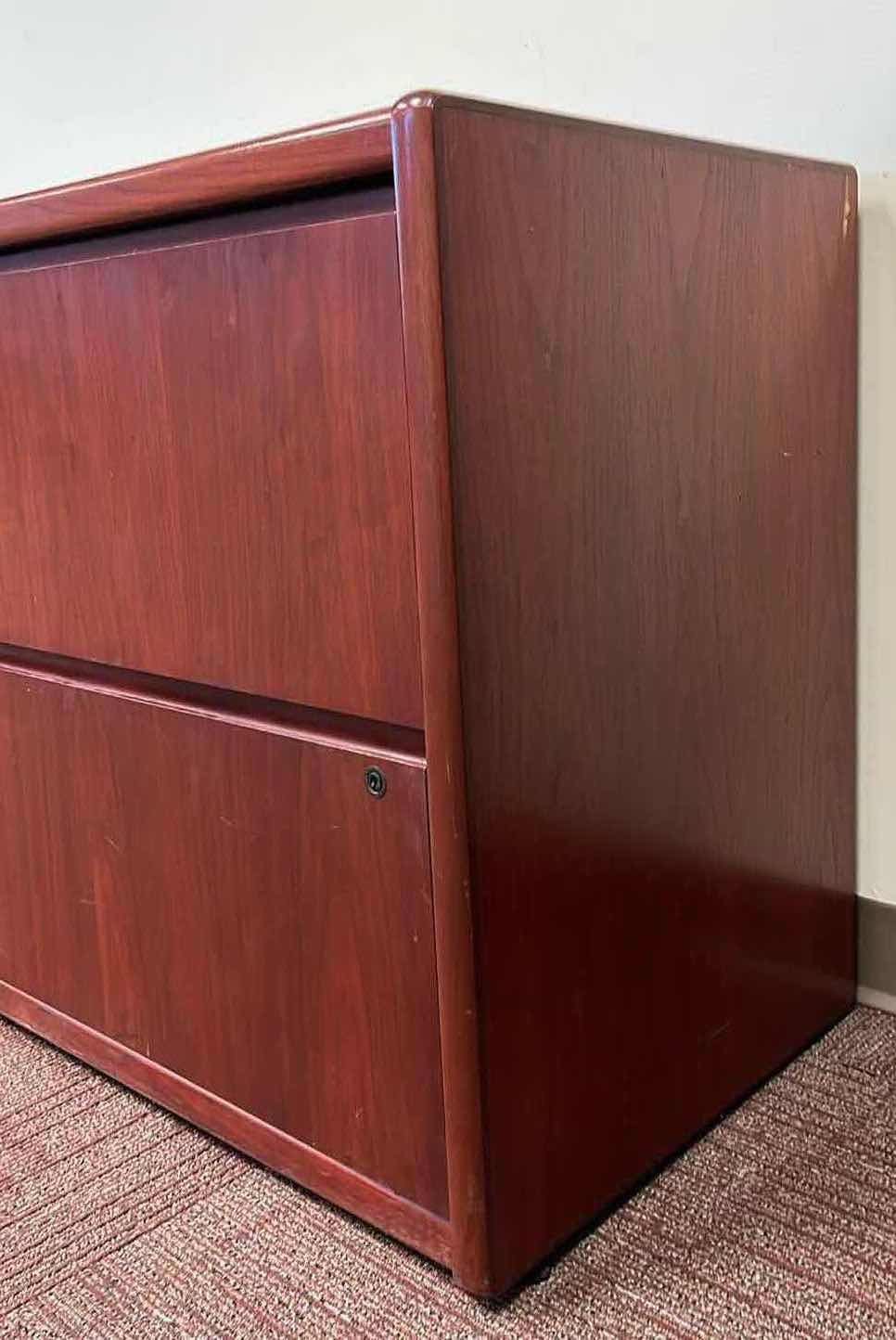 Photo 4 of CHERRY WOOD FINISH LATERAL FILE CABINET 70” X 20” H30”
