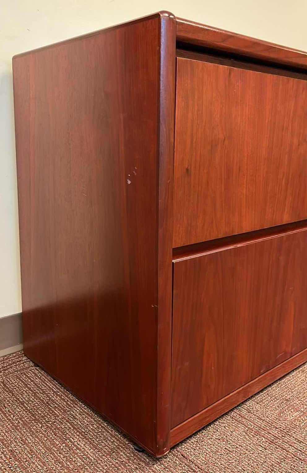 Photo 3 of CHERRY WOOD FINISH LATERAL FILE CABINET 70” X 20” H30”