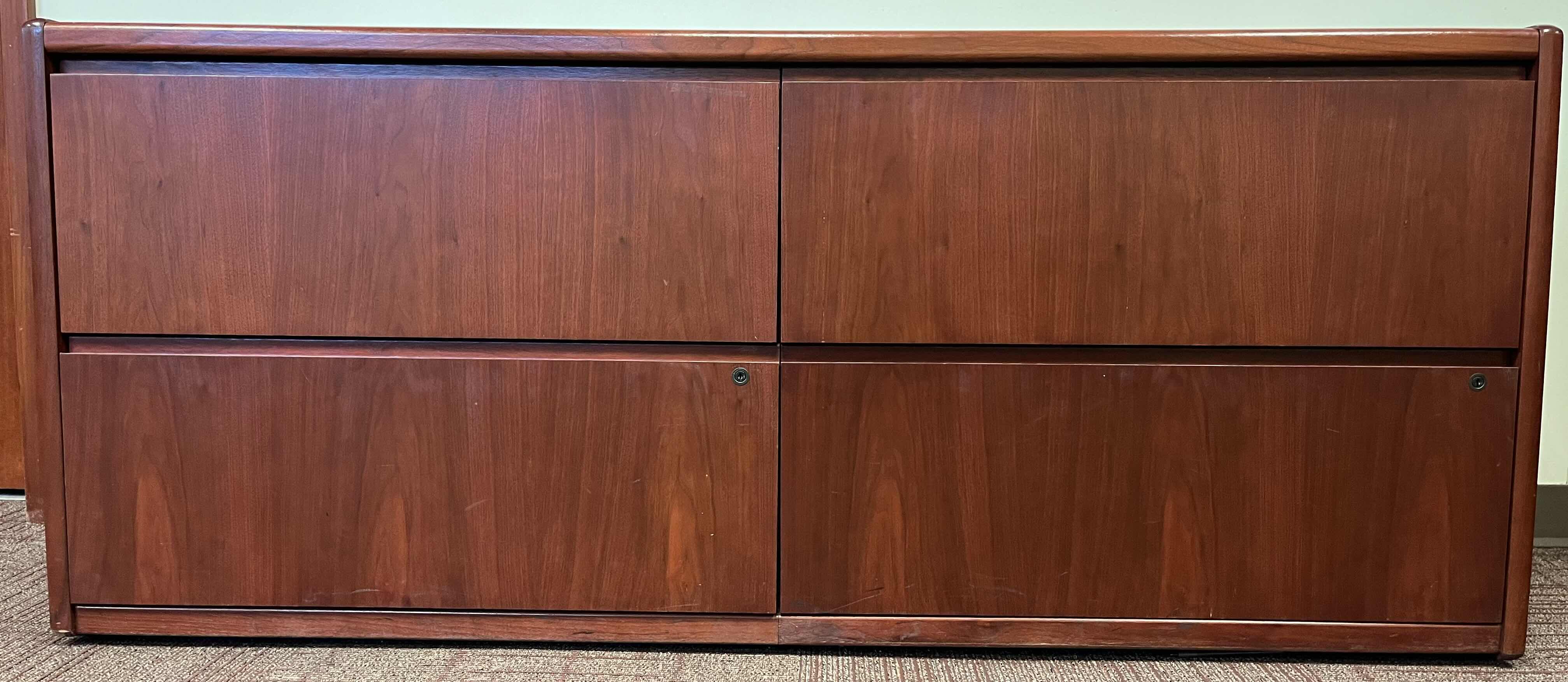 Photo 1 of CHERRY WOOD FINISH LATERAL FILE CABINET 70” X 20” H30”