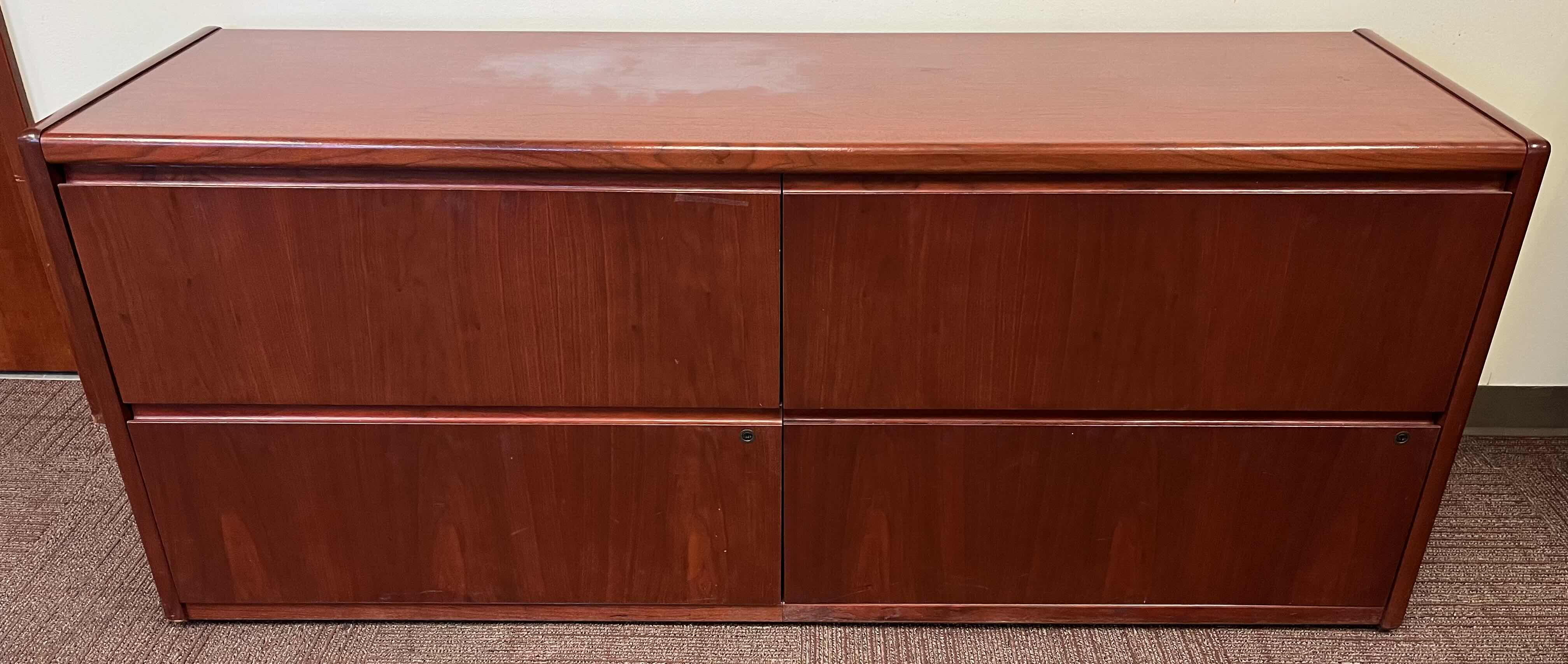 Photo 2 of CHERRY WOOD FINISH LATERAL FILE CABINET 70” X 20” H30”