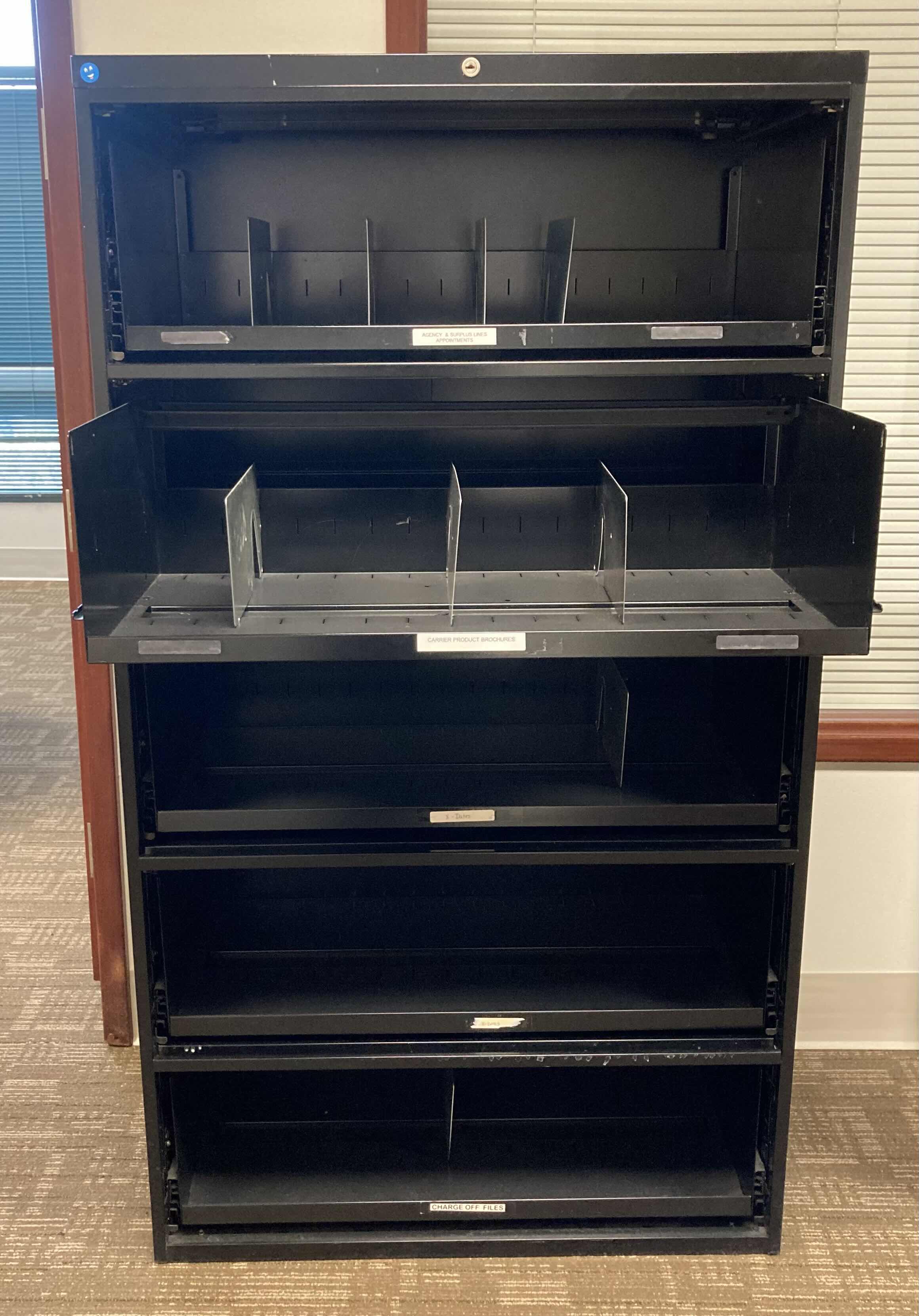 Photo 6 of STEELCASE 5 DRAWER BLACK LATERAL ROLLOUT FILING CABINET 42” X 18” H41.5”