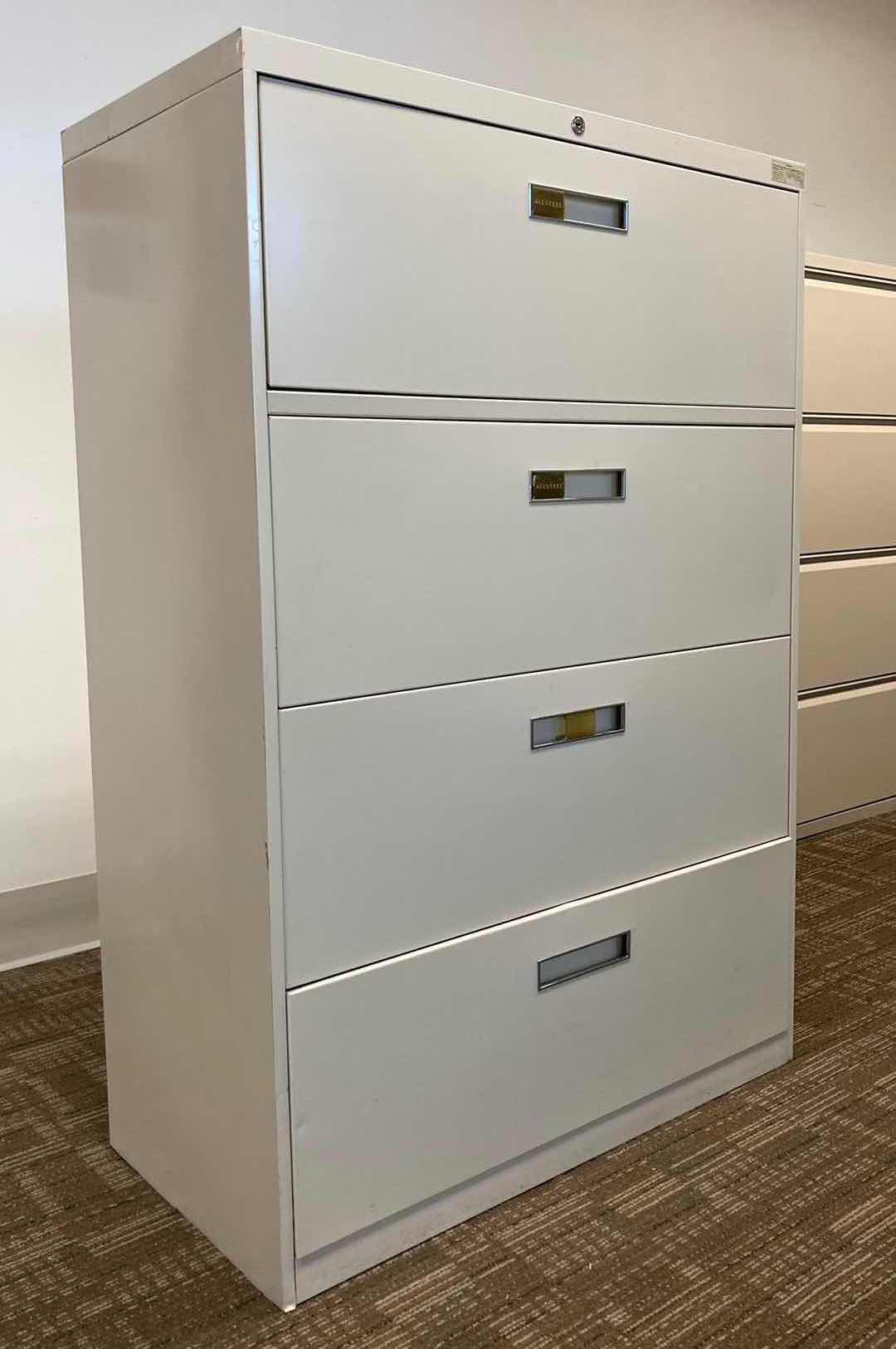 Photo 4 of ALLSTEEL OFF WHITE 4 DRAWER LATERAL FILING CABINET 36” X 18” H53”