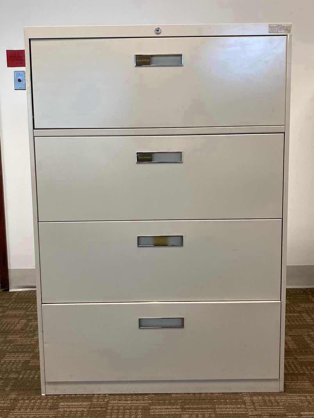 Photo 1 of ALLSTEEL OFF WHITE 4 DRAWER LATERAL FILING CABINET 36” X 18” H53”
